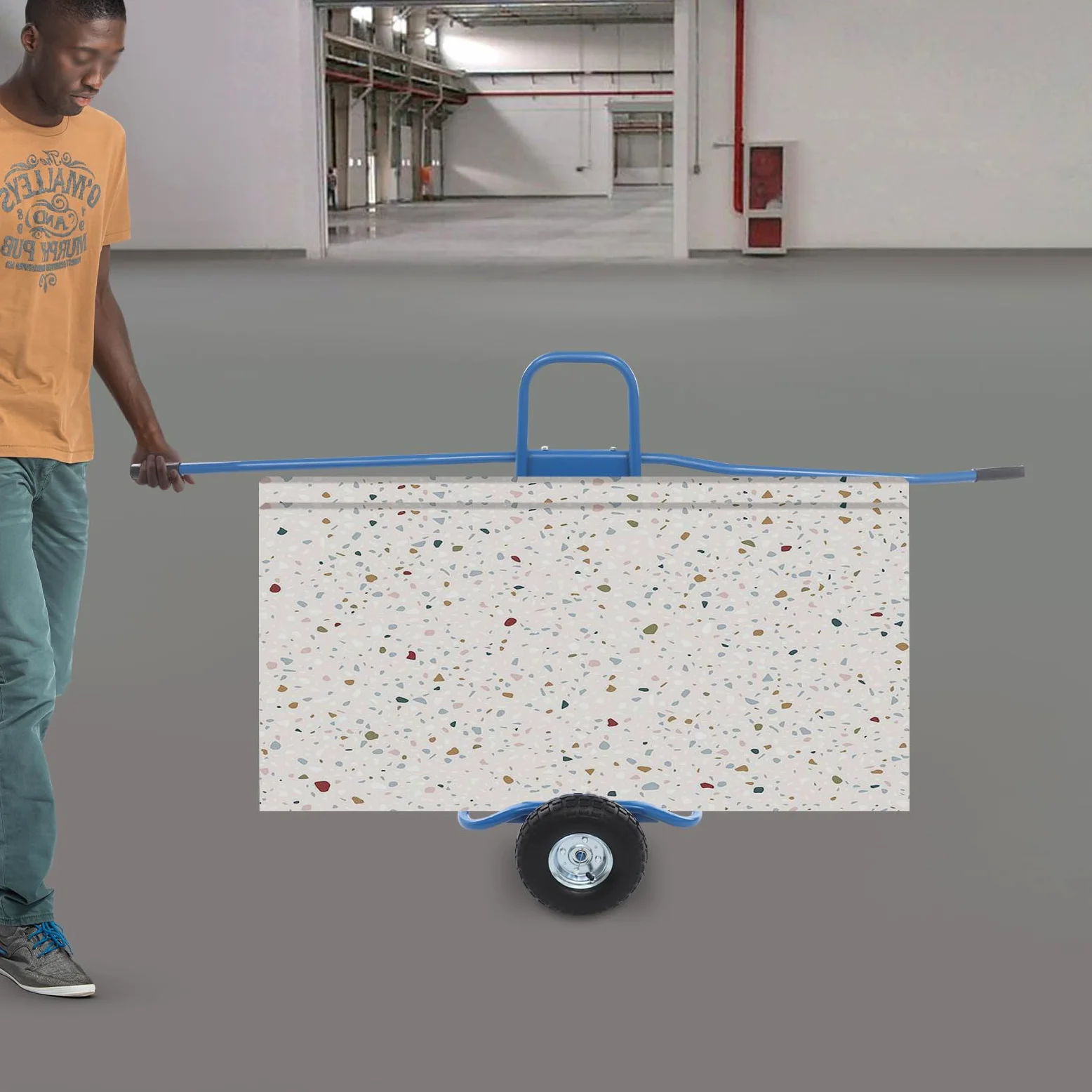 Carro de placas de yeso y paneles de madera, capacidad de carga de 220 kg, con asas de doble cara y ruedas grandes (26 cm), ideal para paneles de yeso, renovación, almacén, obra, color azul