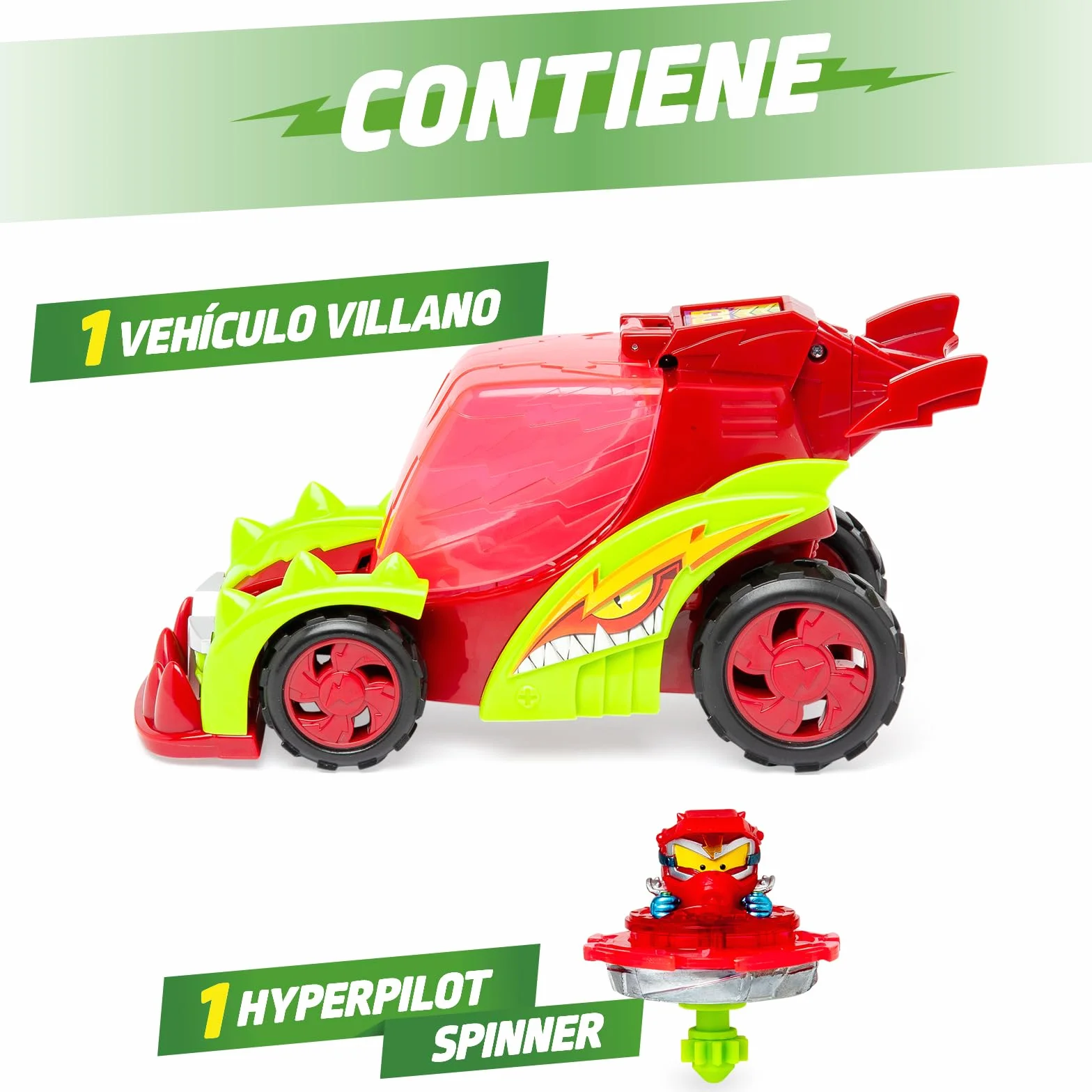 SUPERTHINGS KAZOOM Power Turbo Spinner Villano Vehículo Lanzador de Peonza