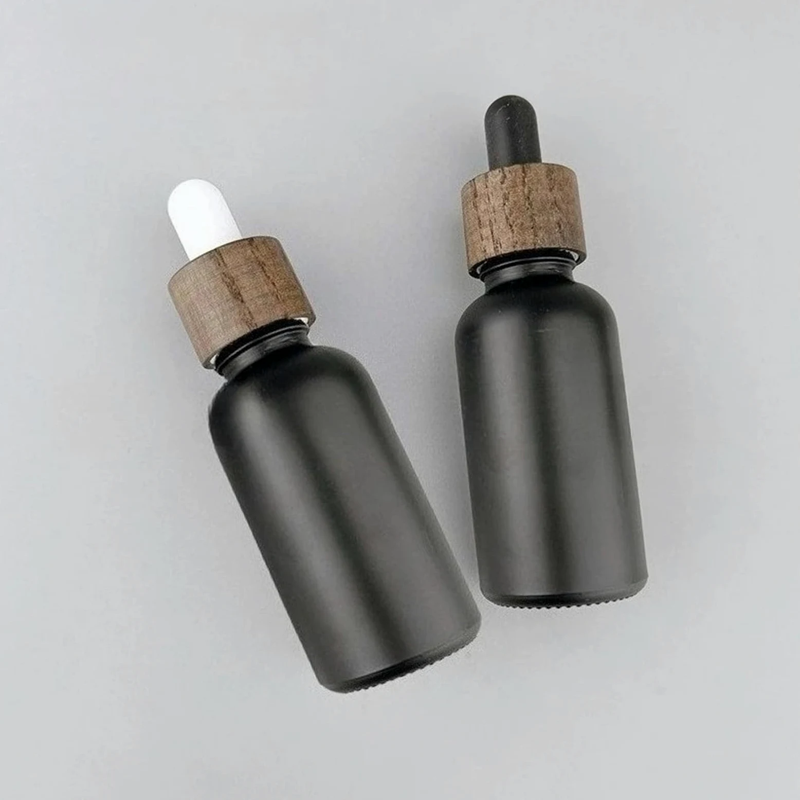 Gotero 5/10/15/20/30/50/100ml botella de aceite esencial negro mate tapa cuentagotas goma madera cosmético vidrio esmerilado(Bamboo Circle,10pcs,50ml)