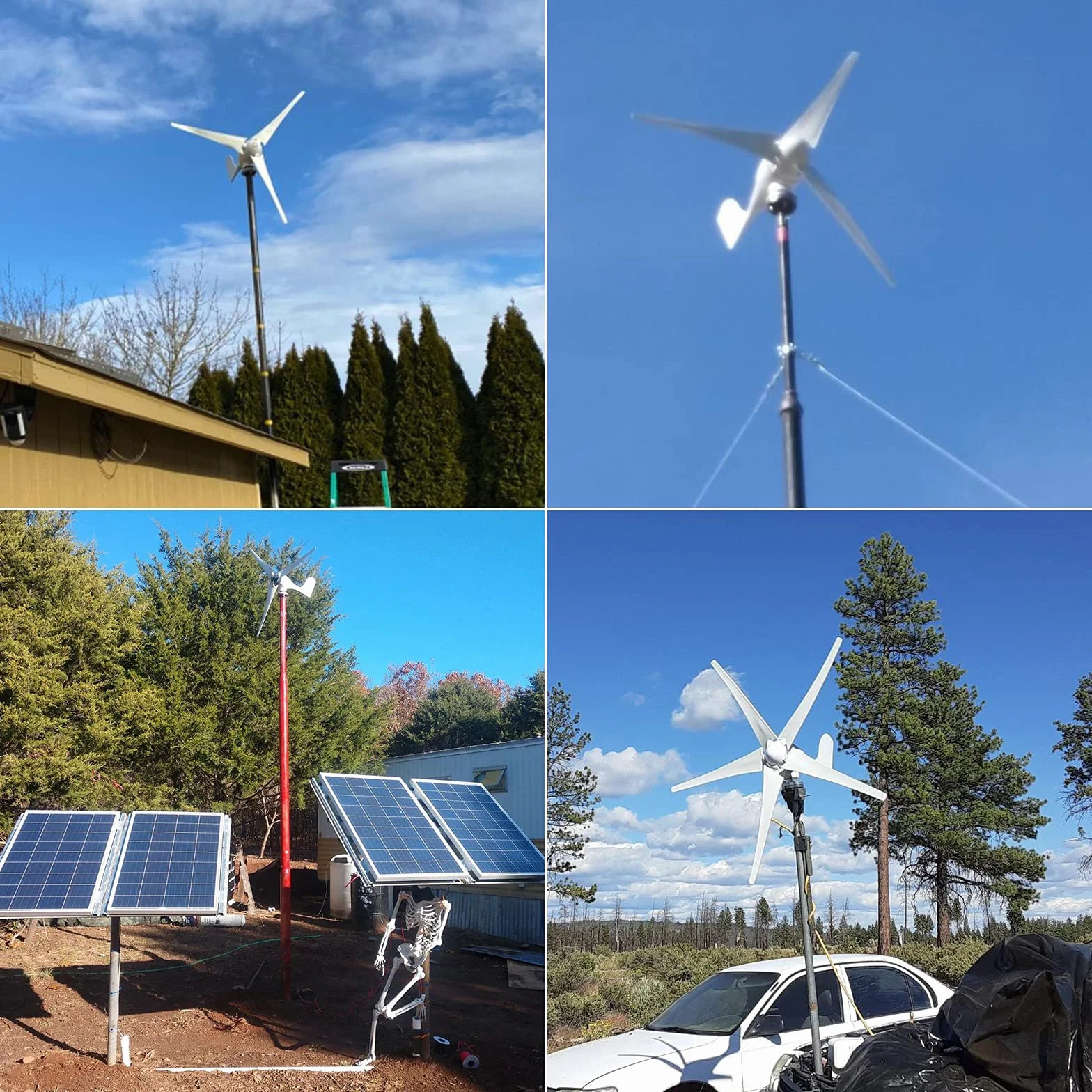 VEVOR Generador de Turbina de Viento 400 W 12 V Turbina de Viento con 3 Palas Velocidad Nominal de 800 r/min Aerogenerador de Controlador de Carga DC 12 V con Cojinetes Dobles para Carreteras y Barcos