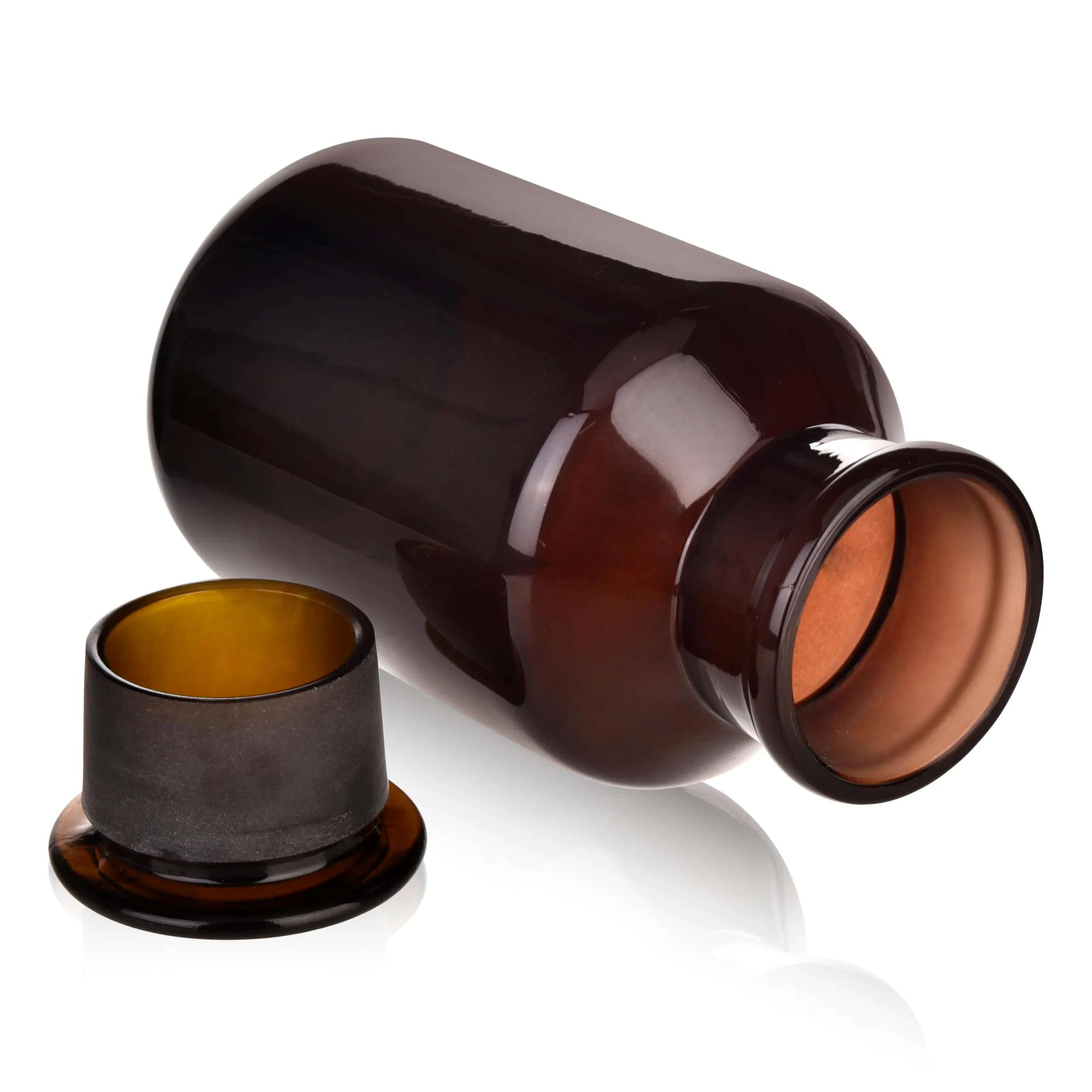 Botella de vidrio, botella de reactivo de boca ancha de laboratorio, botella de reactivo de vidrio ámbar, botella de vidrio de borosilicato de 1000 ml con tapón de tierra de vidrio (1000 ml)
