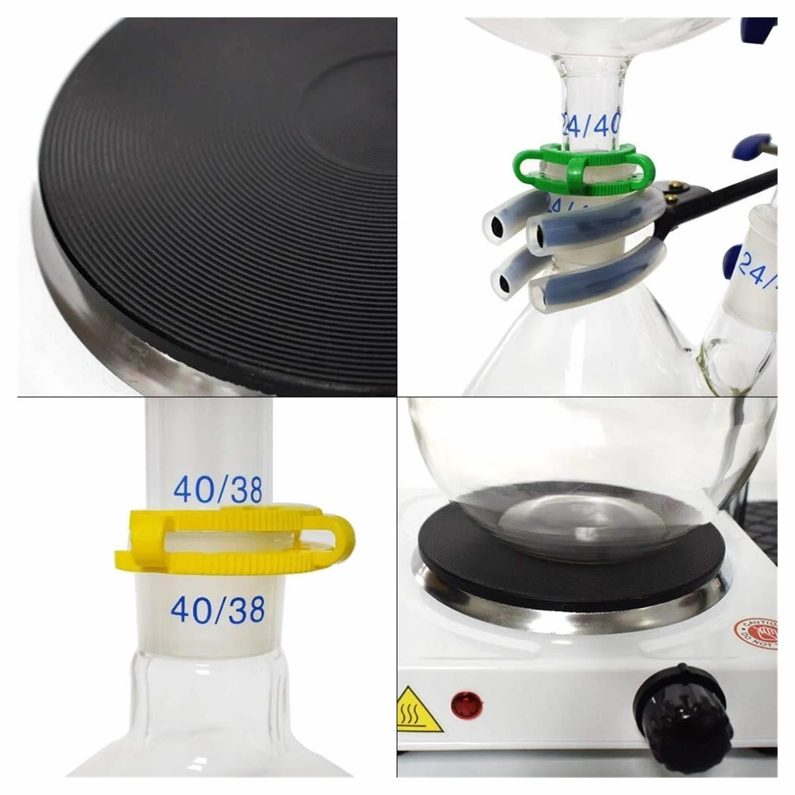 Aparato de destilación Kit destilador, Aparatos de extracción de aceites Esenciales de 2000 ml, Kit de Cristal de Cristal de destilación de Vapor de Vidrio con Estufa Caliente Graham Condensador