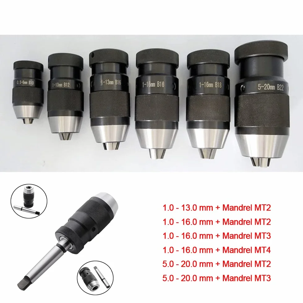 Kedless - Portabrocas de torno sin llave de 5 a 20 mm sin llave para taladro de torno sin llave y mandril MK3 para torno CNC/fresado, prensa de taladro