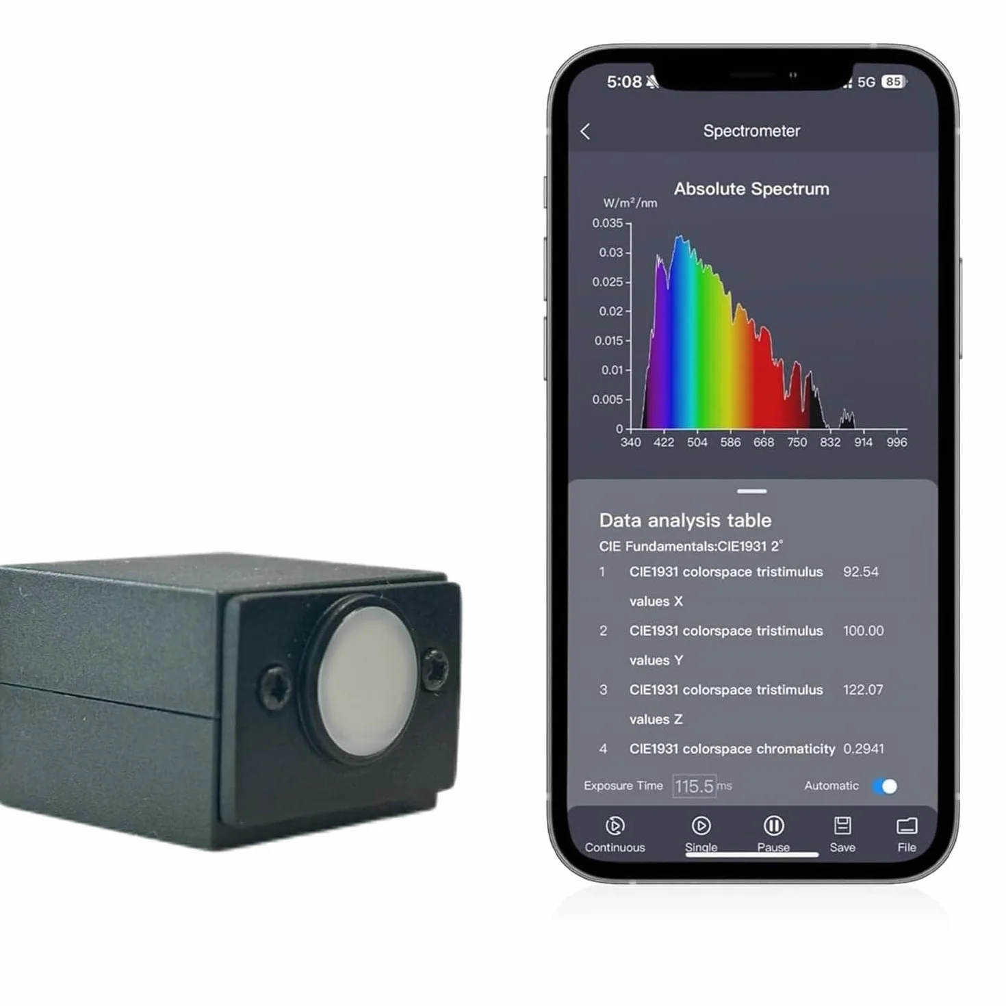 Espectrómetro de mano: medidor de luz de grado de laboratorio para I+D LED y horticultura, mide PPFD, CRI, CCT, Lux, gráfico de espectro