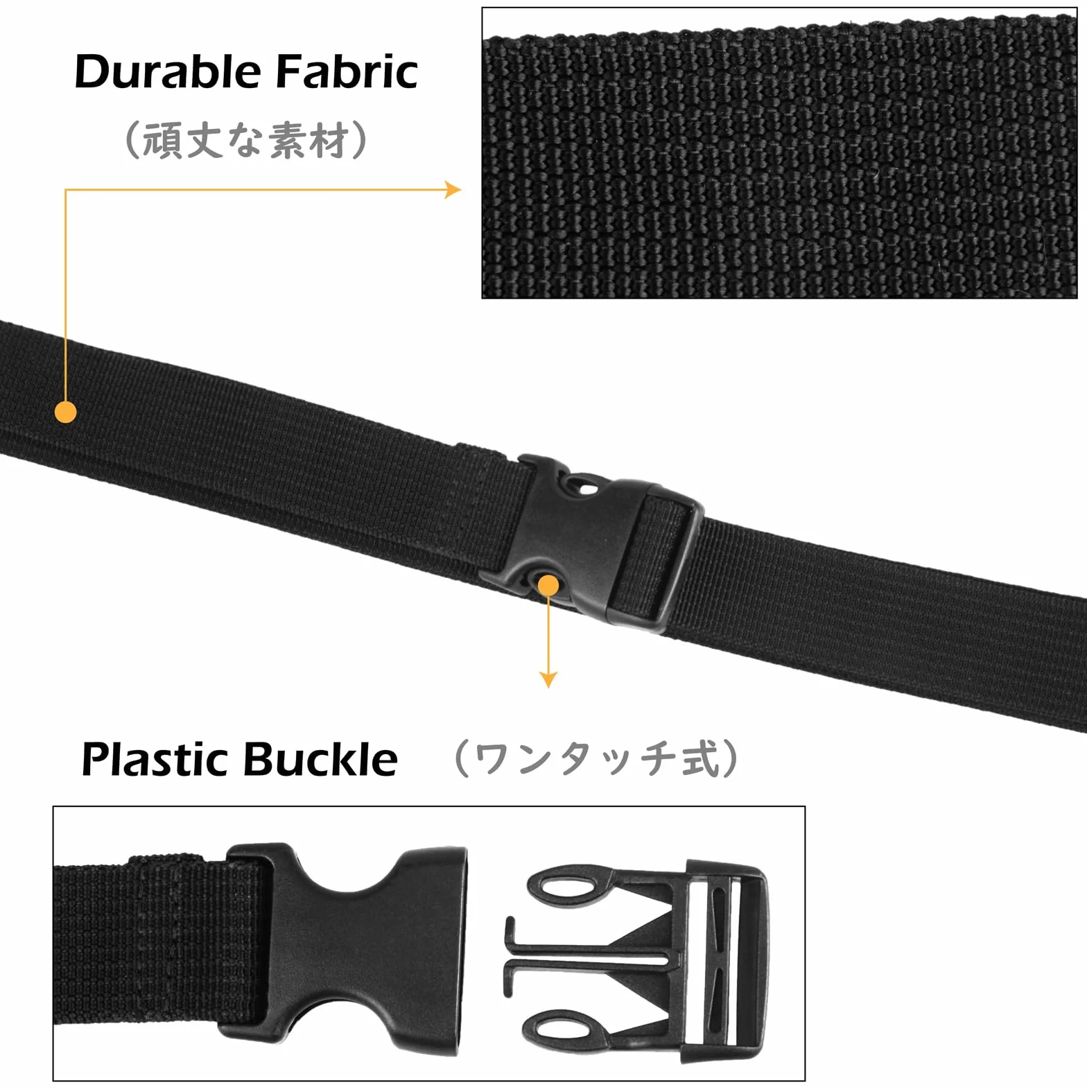 TRIWONDER Correa de Amarre Cinchas de Sujeción de Carga 4 Pcs 25mm x 3m Negro