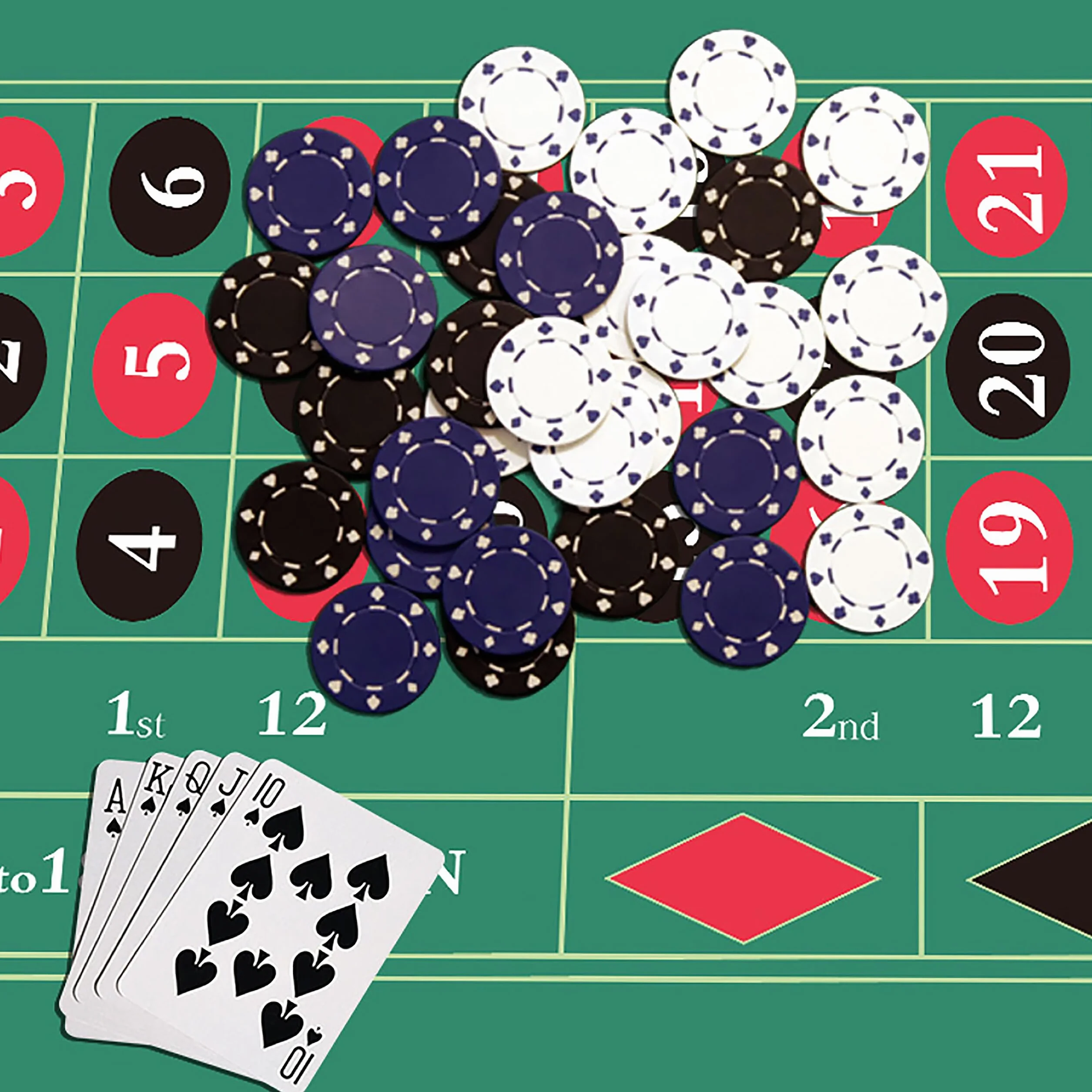 Relaxdays Alfombrilla de Ruleta y Póquer con Estuche, Base Antideslizante, 60 x 120 cm