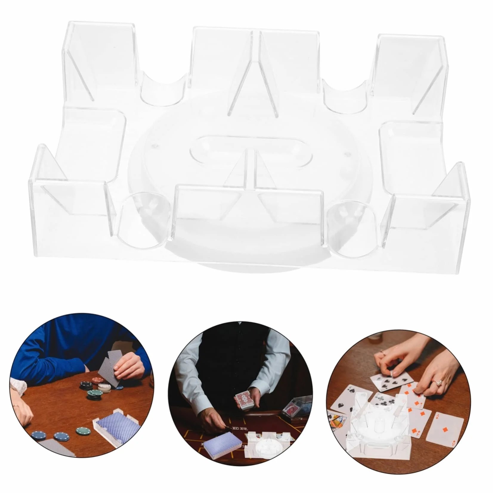 Toyvian Soporte de póker giratorio con bandeja y dispensador de plástico