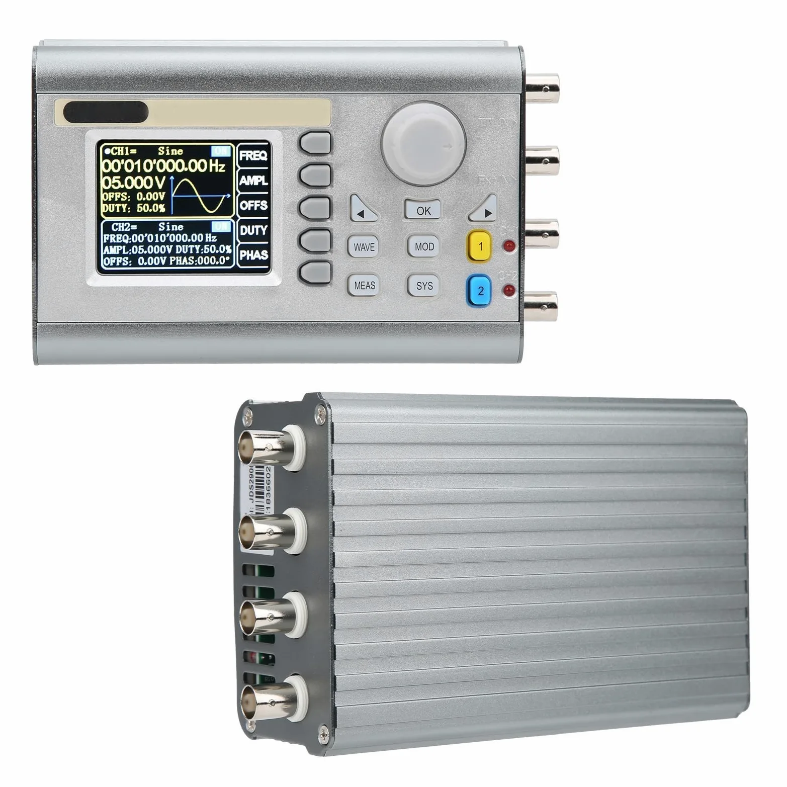 FTVOGUE JDS2900 Generador de Forma de Onda Arbitraria de Doble Canal de 60 MHz Función DDS Fuente de Señal de Pulso con LCD TFT de 2,4 Pulgadas para Investigación de Laboratorio E (Enchufe de la UE)