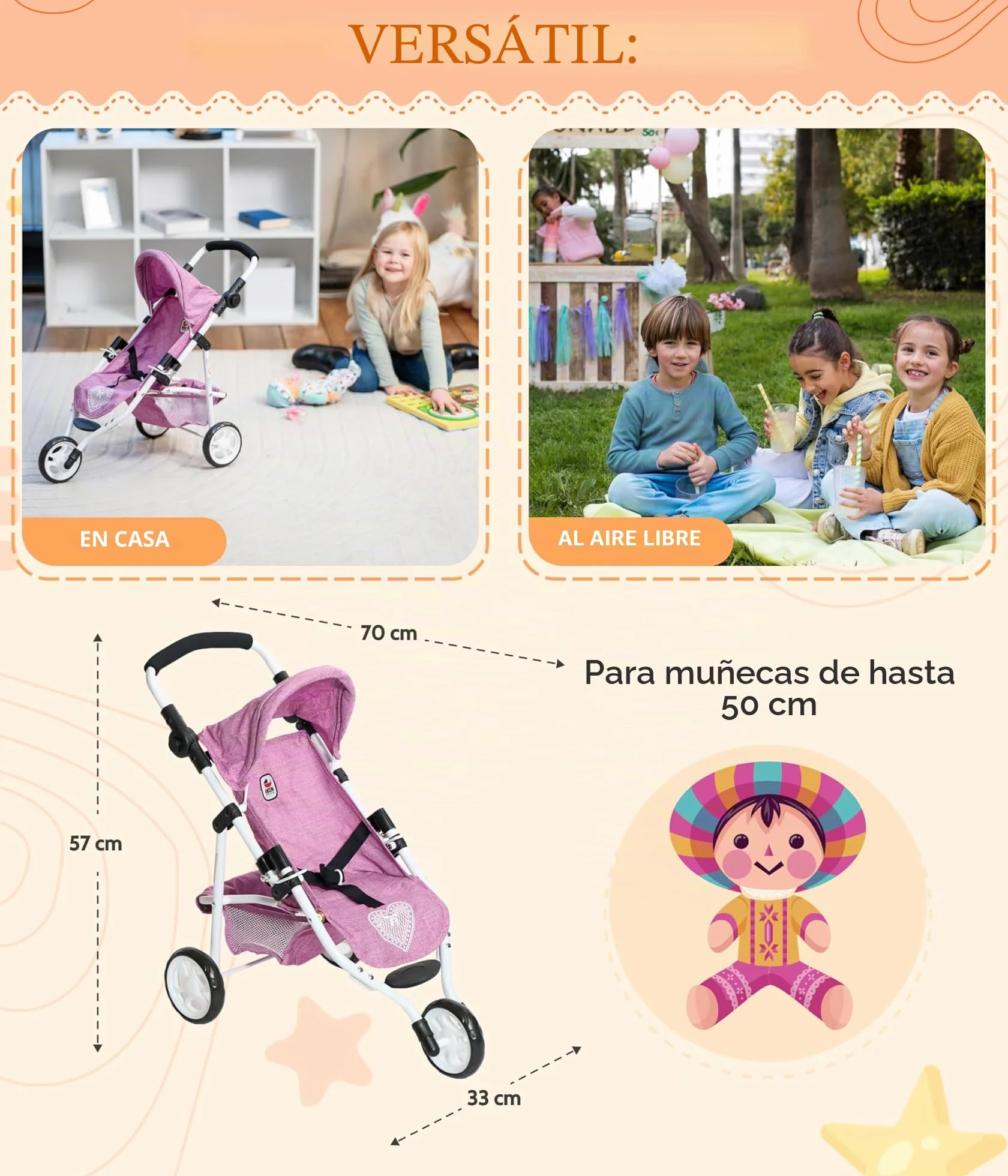 Bayer Chic 2000 Cochecito de muñecas Lola joggy rosa