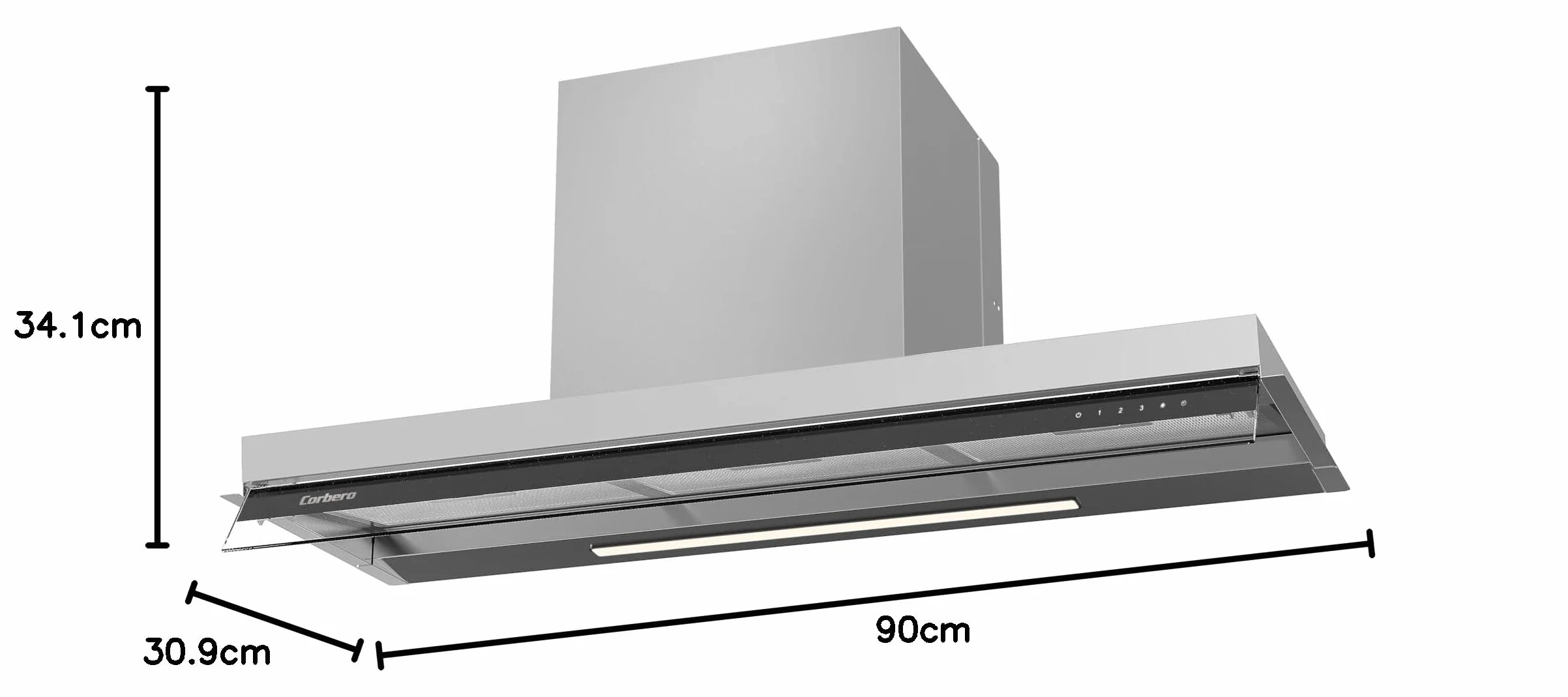 Corberó Campana Extractora MARA9075X 90cm 750 m3/h 3 Velocidades Filtros Aluminio Carbón Inox