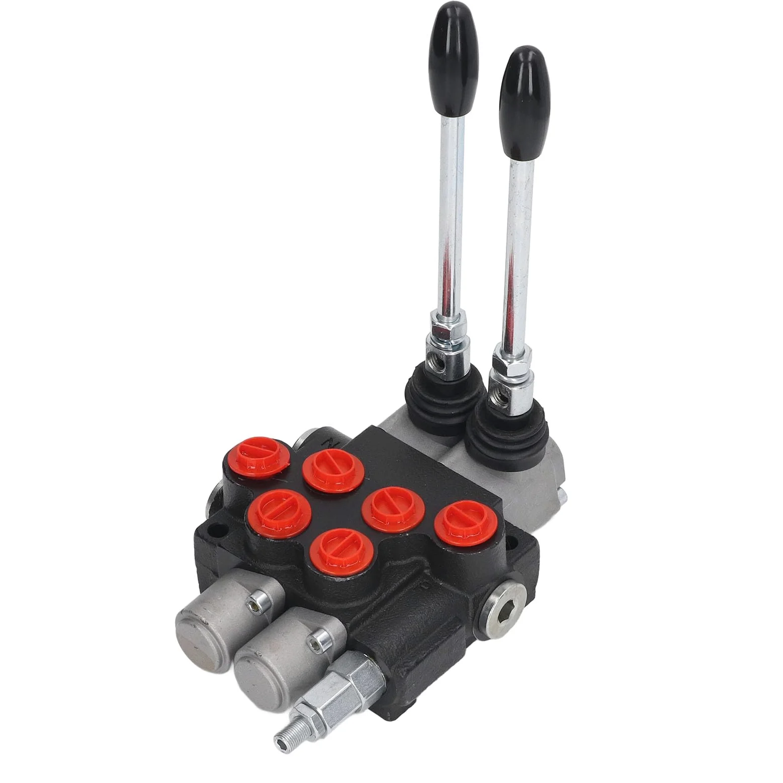 Jeffergarden Control Direccional de Válvula Hidráulica, Hierro Fundido, Válvula de Control de Doble Efecto de 2 Carretes P40-2OT para Cargadores de Tractores Pequeños