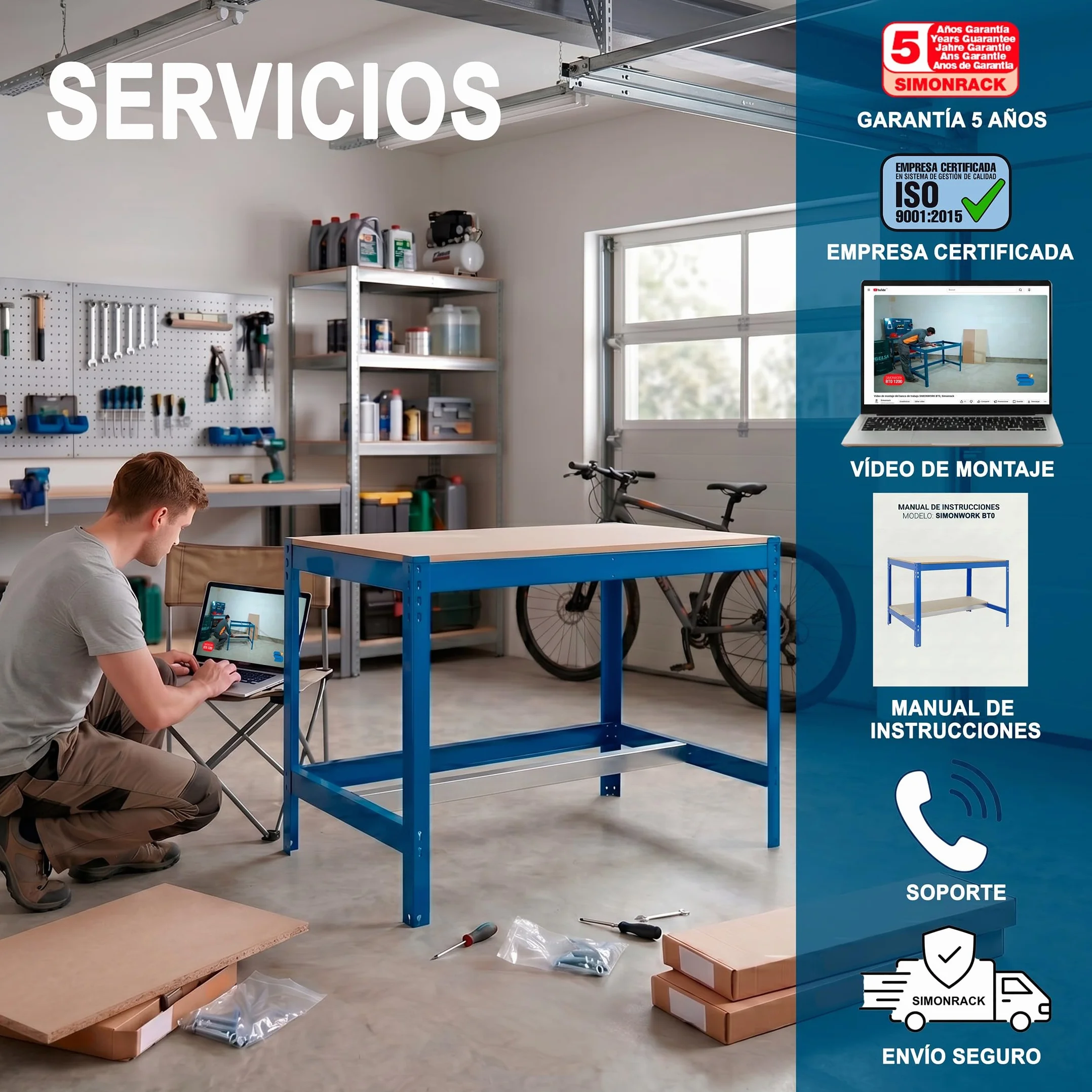Simon Rack Mesa de Trabajo Taller 910x760 mm 400 kg Antracita/Madera BT-0