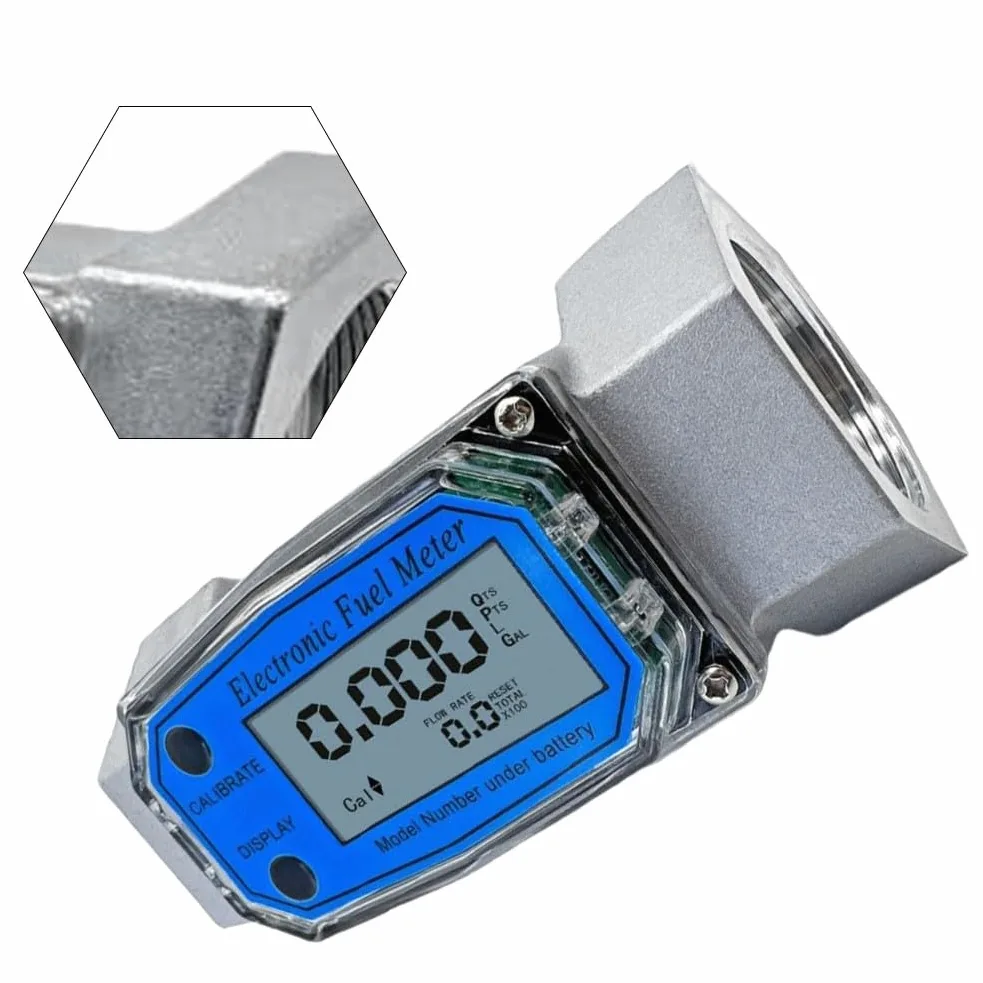 Medidor de flujo de turbina digital, medidor de flujo de turbina roscada de 2,5 pulgadas, medidor de flujo de agua con pantalla digital de precisión de ± 1% para diesel