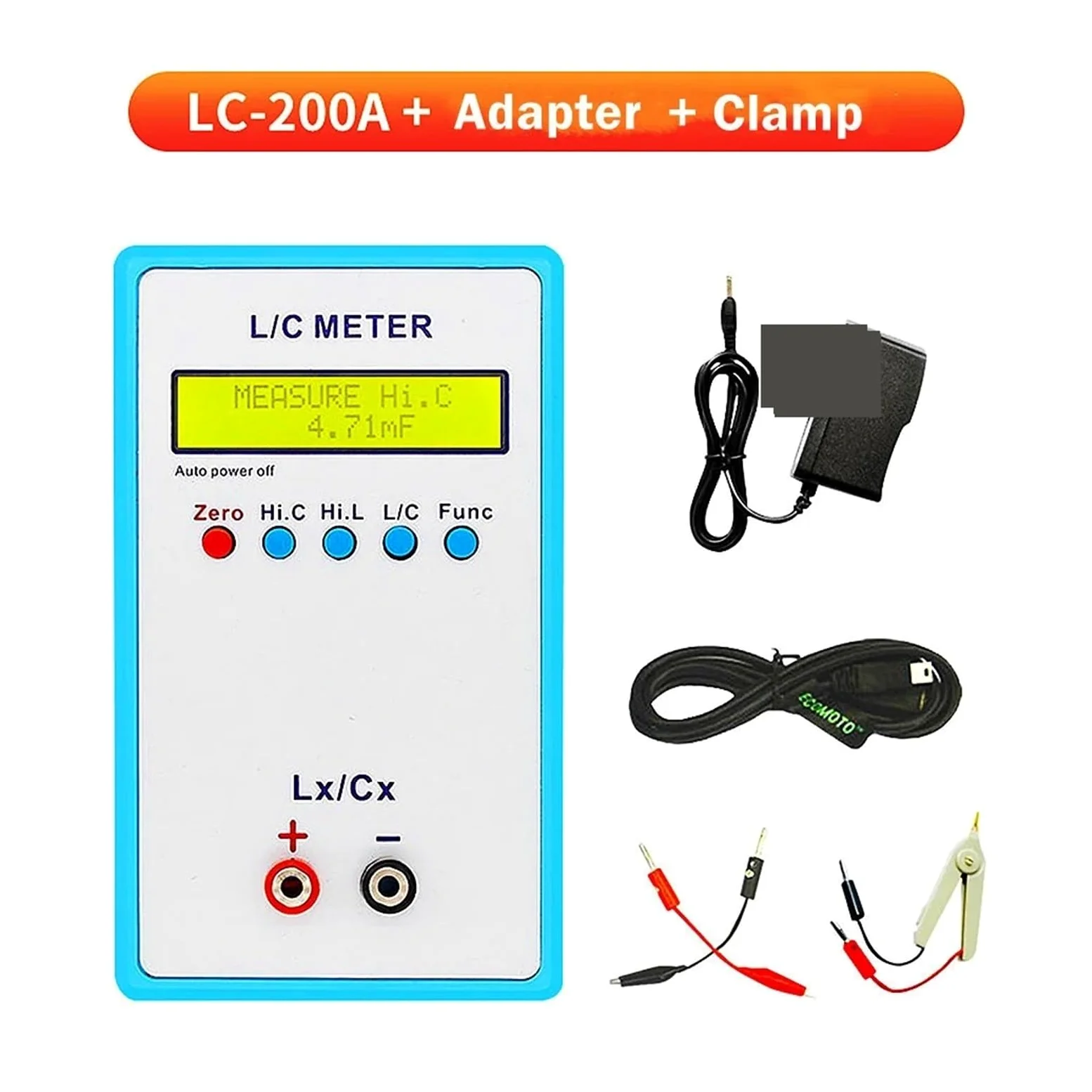 Medidor LCR, Medidor de capacitancia e inductancia portátil LC200A Puente digital Pantalla LCD retroiluminada LCR Probador