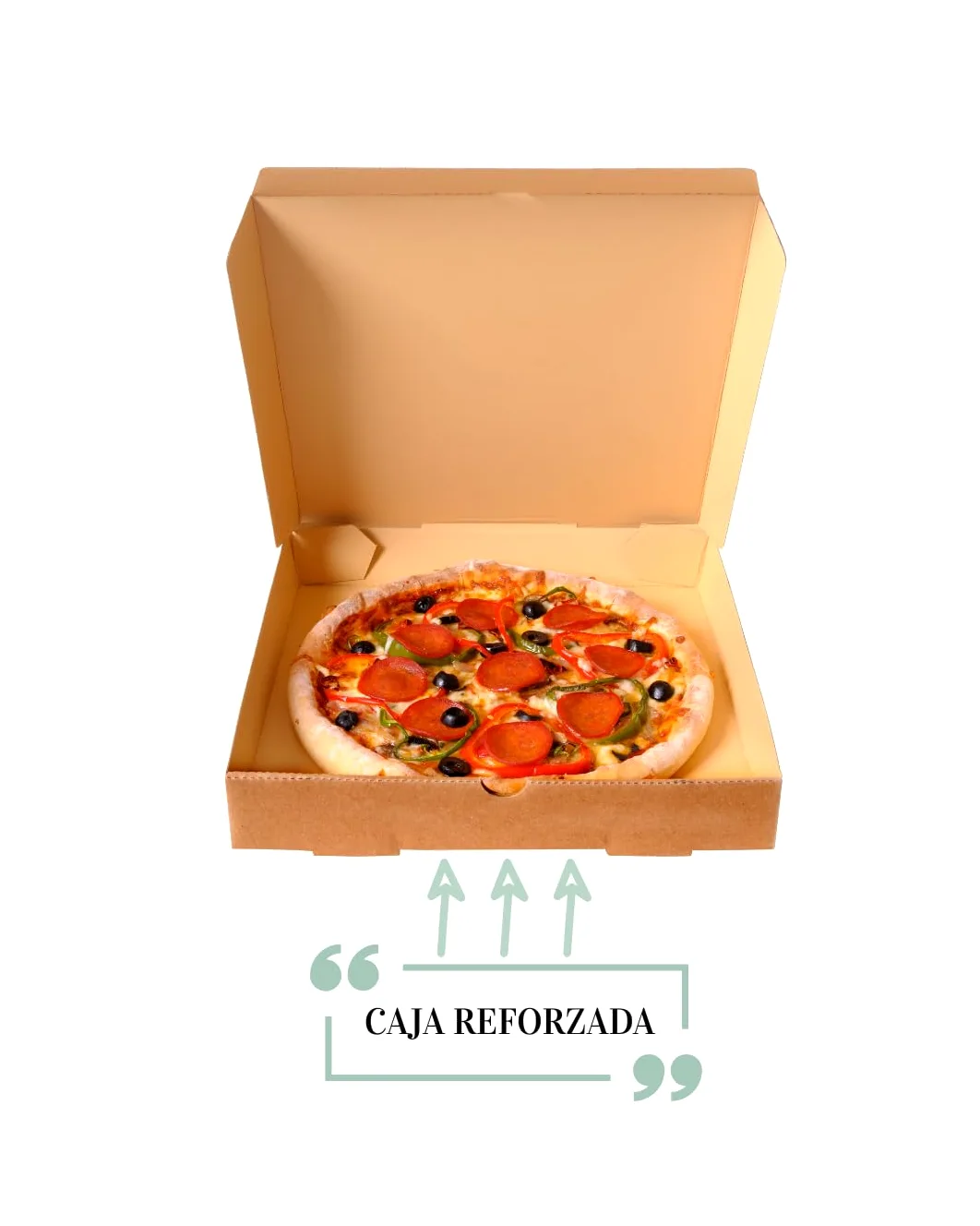 Genérico COMMERCE ESSENTIALS - Cajas para Pizza, 33x33 cm, Cartón Kraft de celulosa Pack de 100 Unidades, Tapa Plegable