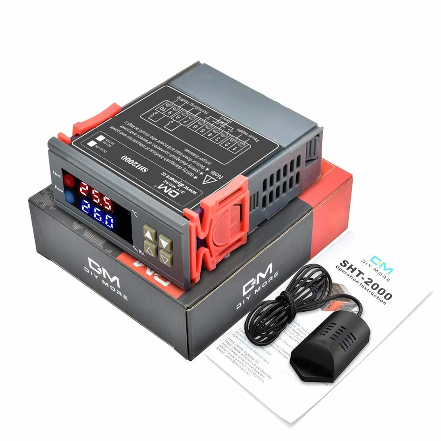 Regulador de temperatura digital SHT2000 AC 110V-230V termostato con sonda de calefacción refrigeración humidificación