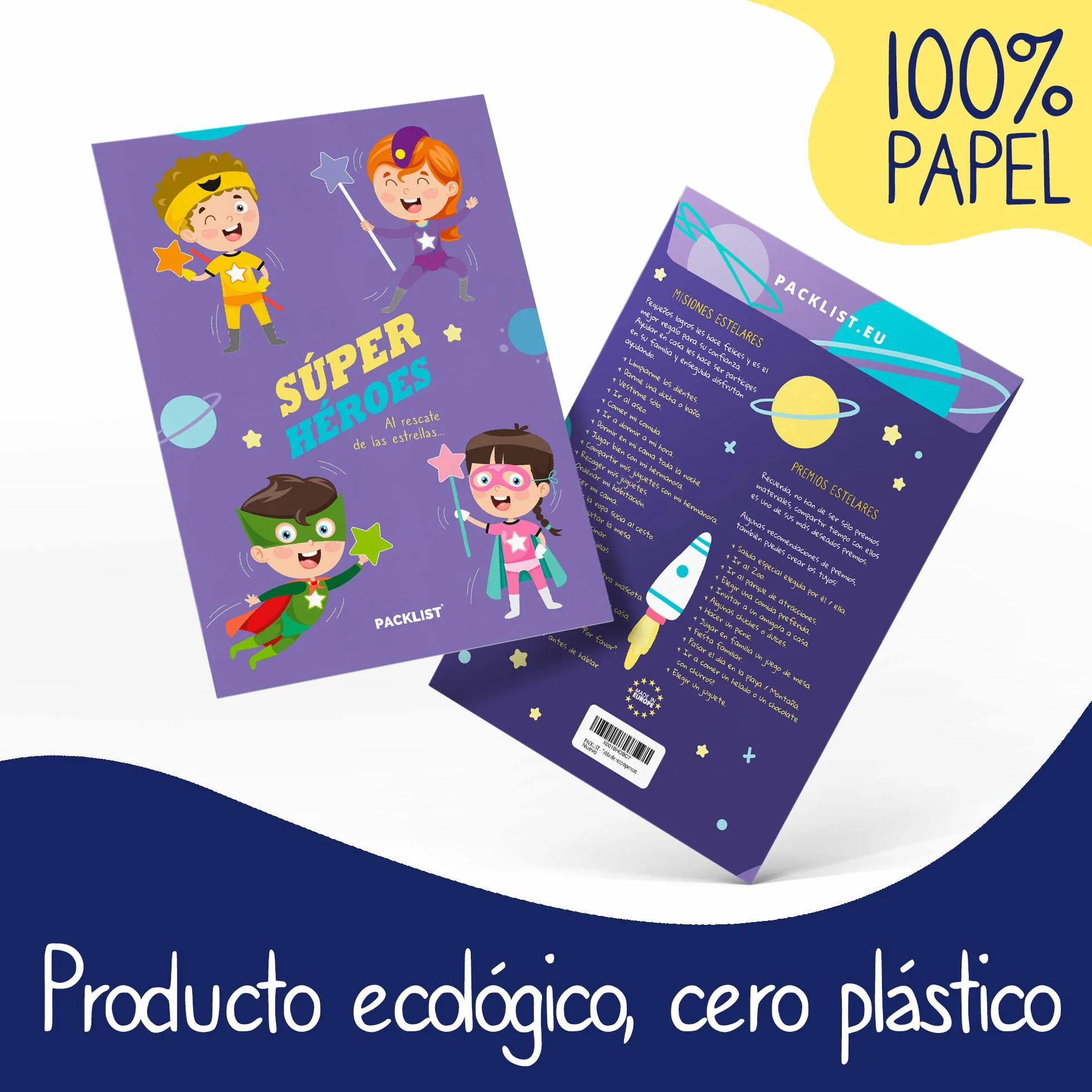 Tabla de Recompensas para Niños en Español - Calendario Semanal Infantil Educativo por Misiones: Superhéroes al Rescate de Estrellas