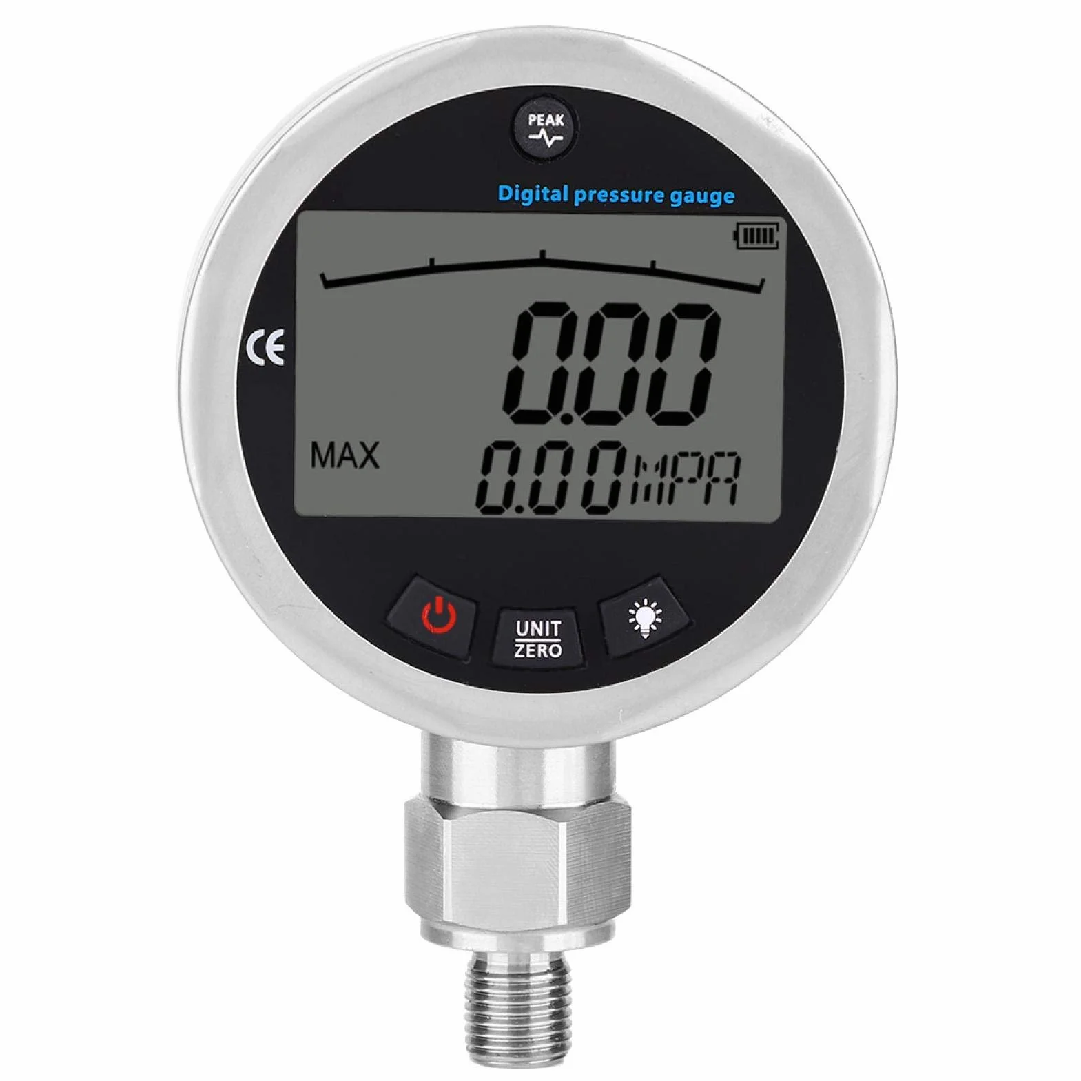 Manómetro digital de presión hidráulica, Medidor digital 400BAR 0-40Mpa 10000PSI con conector G1/4 Instrumento de Medición de Presión para Diferentes Aplicaciones Industriales