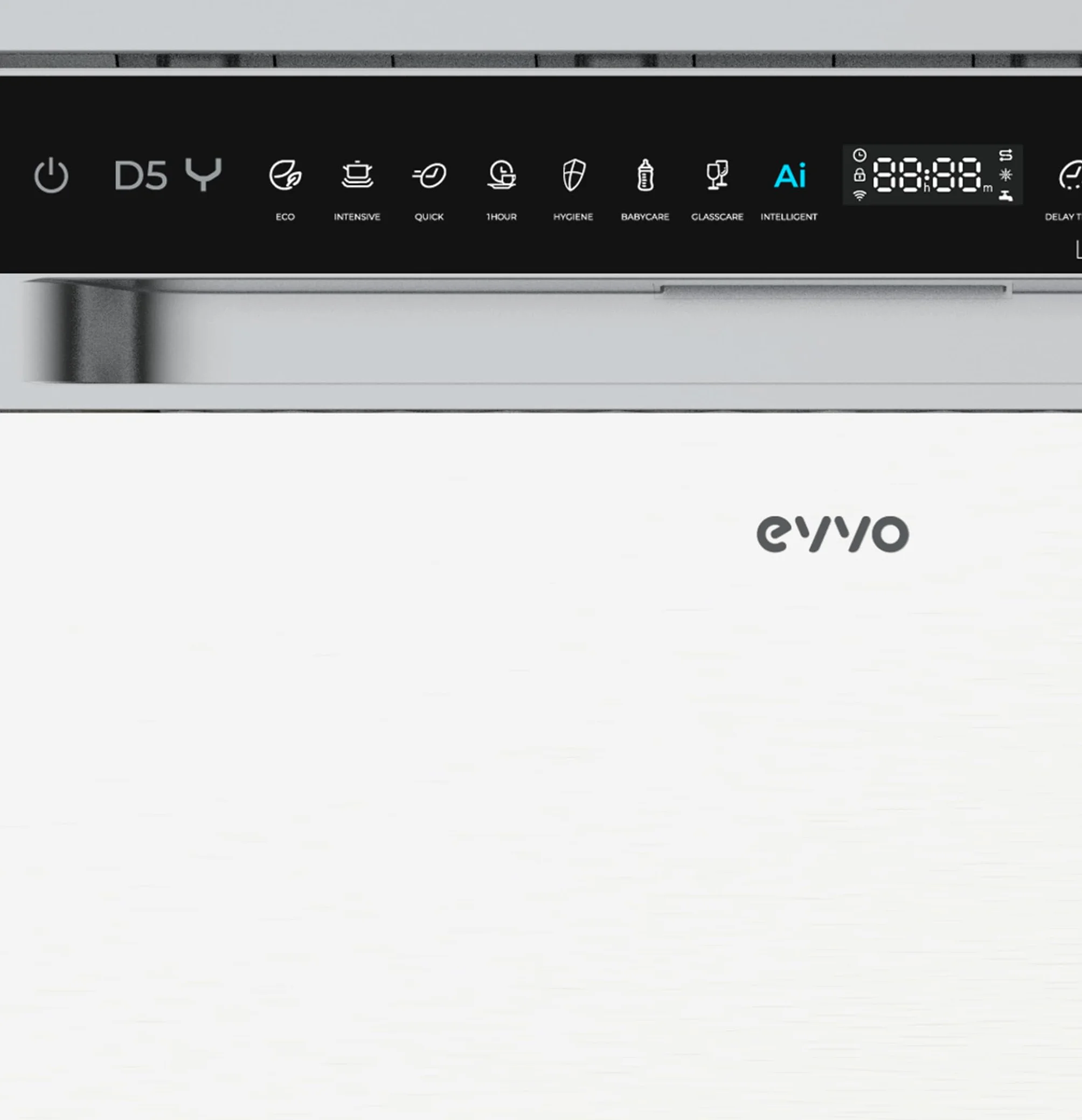 Lavavajillas EVVO D5Y 16 cubiertos 45 dB 8 programas libre instalación 60 cm Inox
