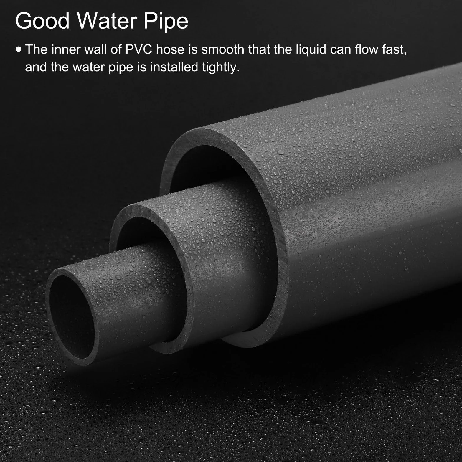 QUARKZMAN Tubo Rígido PVC 1/2 Pulgada 12mm ID 14mm OD Longitud 9" Gris Oscuro 2 Piezas
