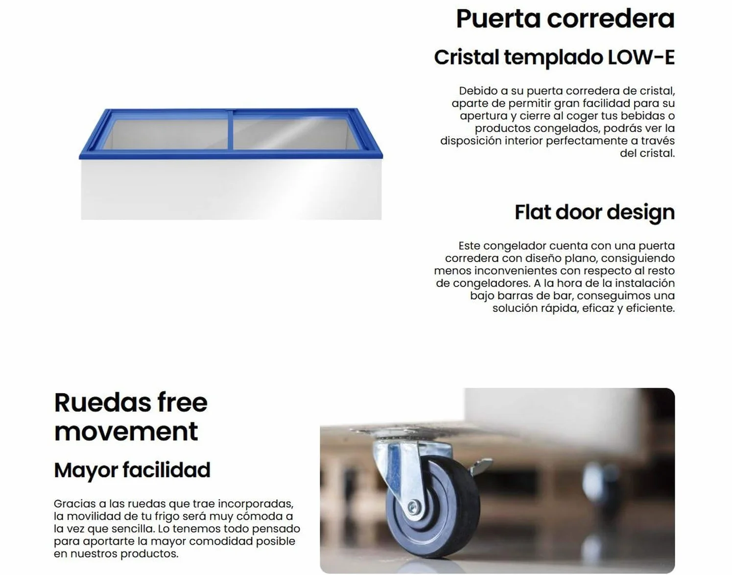 INFINITON Arcon Congelador Industrial FCH-309CC82WEC 309 Litros Puerta Flat Control Mecánico Ruedas Cierre Seguridad Llave