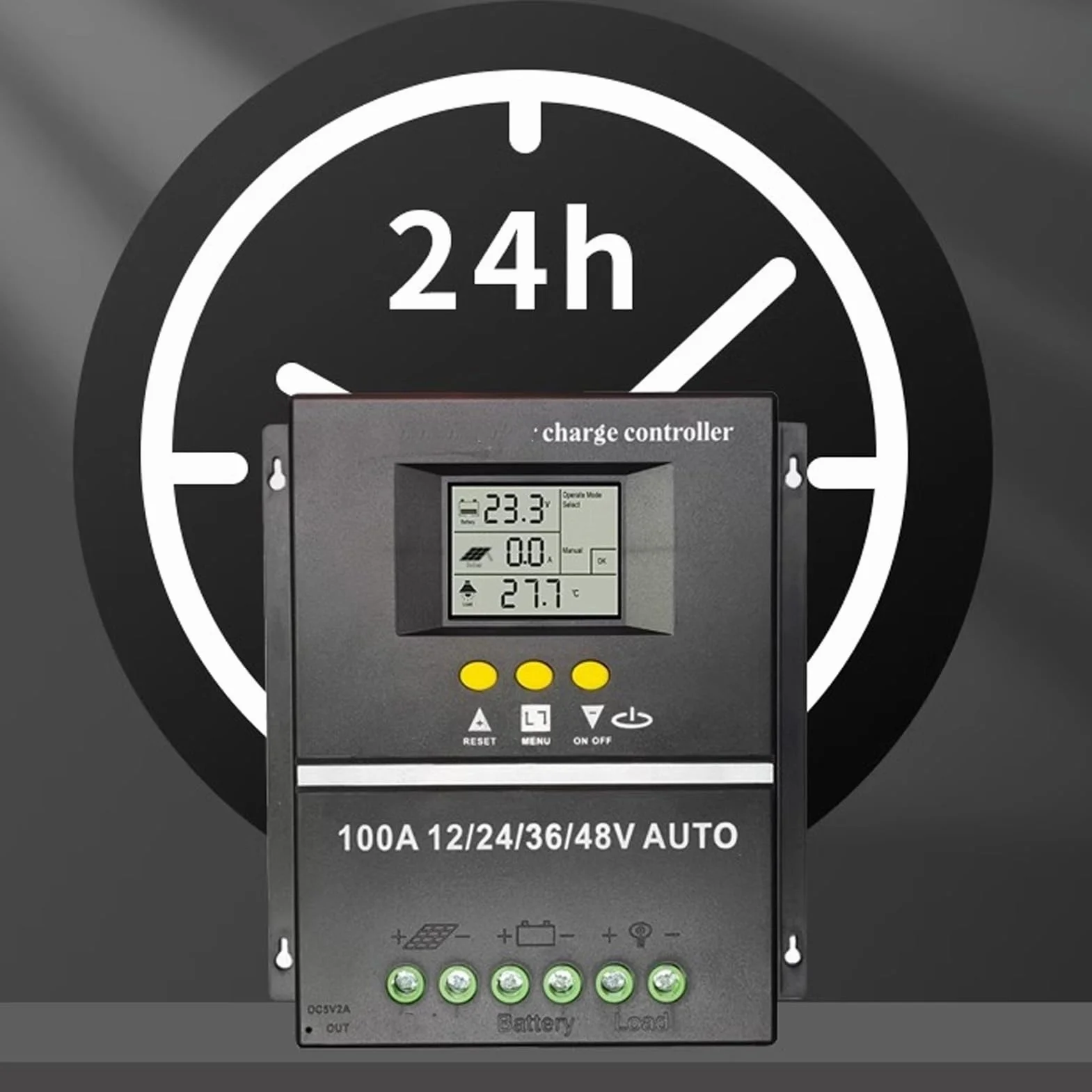 Controlador de Carga Solar MPPT 100A 12V 24V 36V 48V Identificación Automática Controlador de Carga del Regulador Solar USB Dual con Pantalla LCD