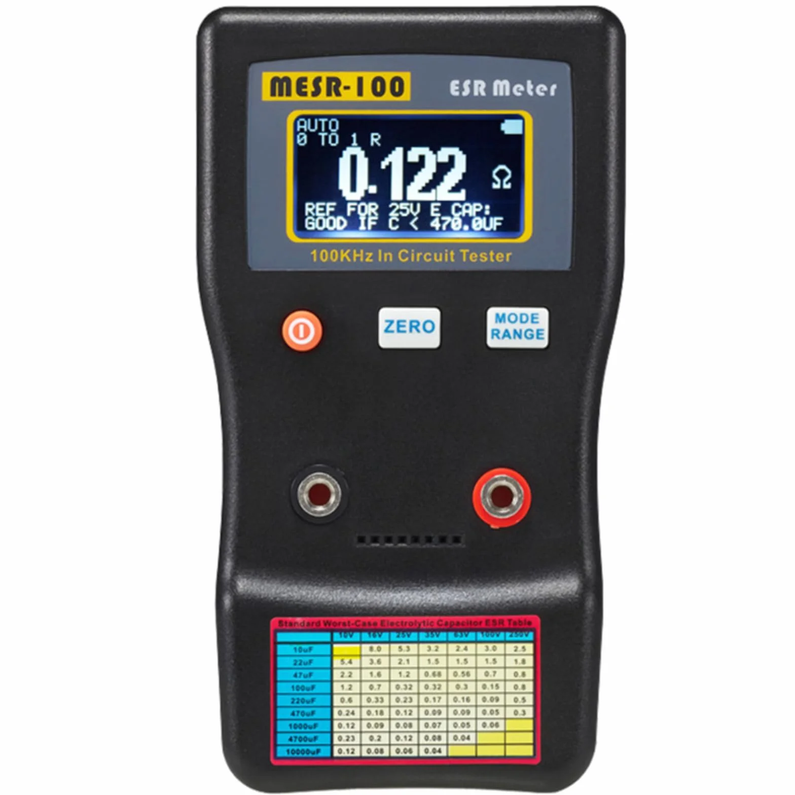 MESR-100 Digital ESR Medidor, Automático Rango 0,001 a 100 Ω Probador De Capacitancia Probador De Condensadores De Resistencia Medidor De Ohmios Bajos para Reparación Tv/Lcd/Placa de Audio