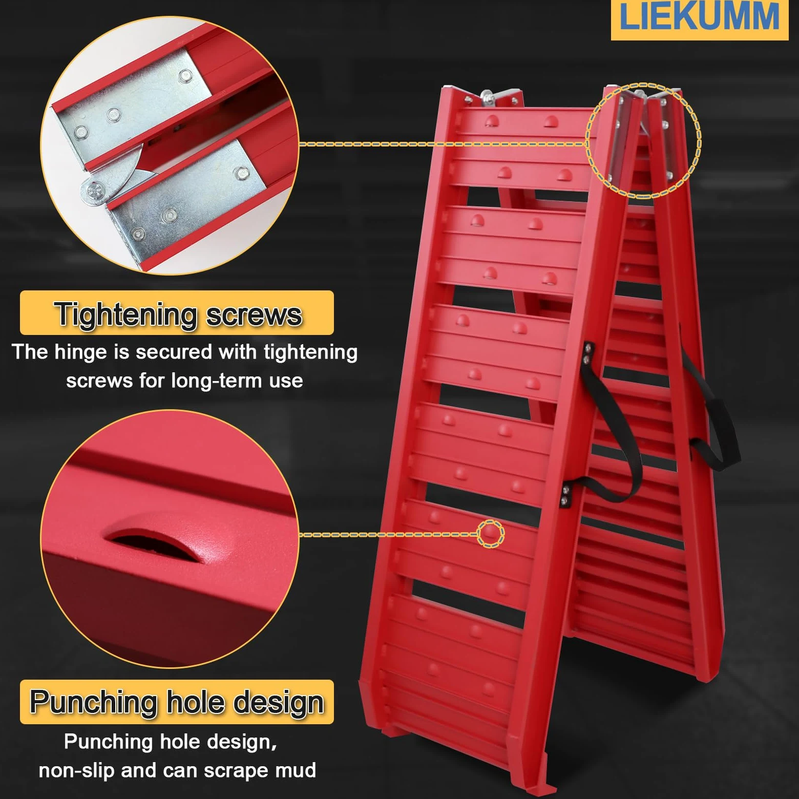 LIEKUMM Rampa de Carga de Aluminio de 180 cm, Rampa de Motocicleta para ATV, Motocicleta, Camión, Scooter, Cortacésped cuádruple y Bicicleta Ford, Plegable, 1 Pieza, Capacidad de 250 kg (Rojo)