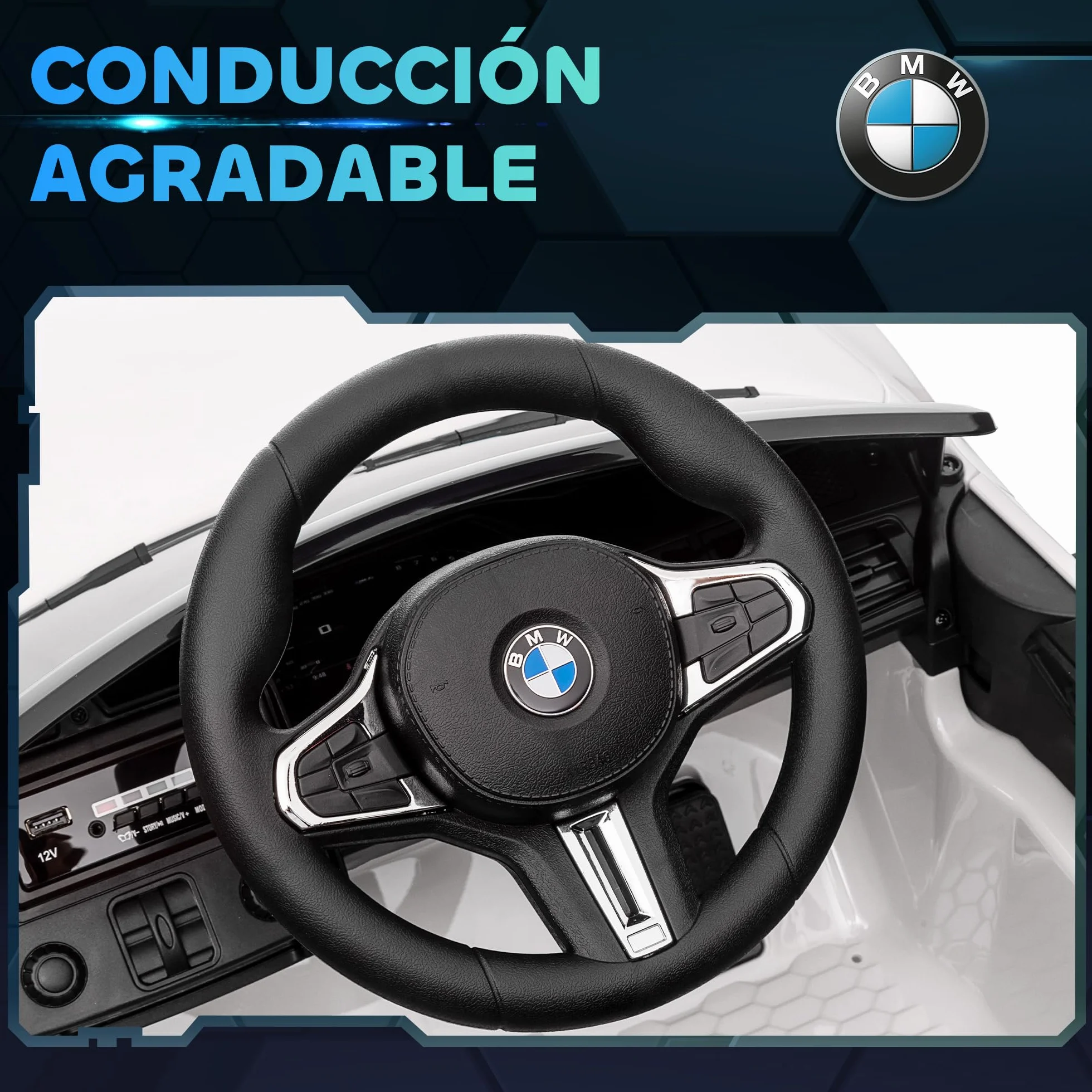 AIYAPLAY BMW M4 Coche Eléctrico para Niños 12V con Mando a Distancia 2,4G Ruedas Suspensión Faros LED