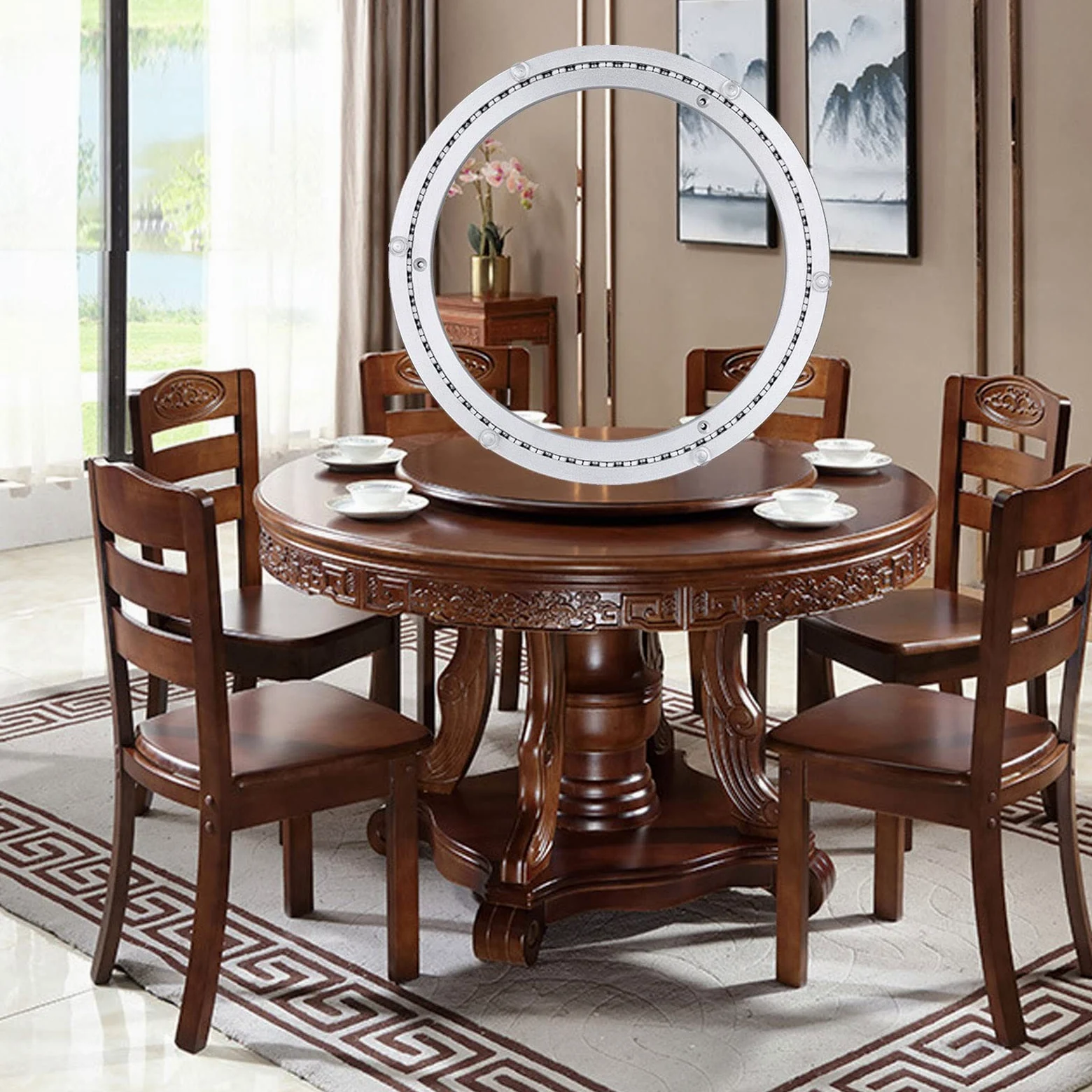 Lazy Susan - Rodamiento de mesa de base resistente - Soporte de base para tocadiscos - Soporte de base de rodamiento de bolas, rodamiento para soporte de mesa de comedor de cocina