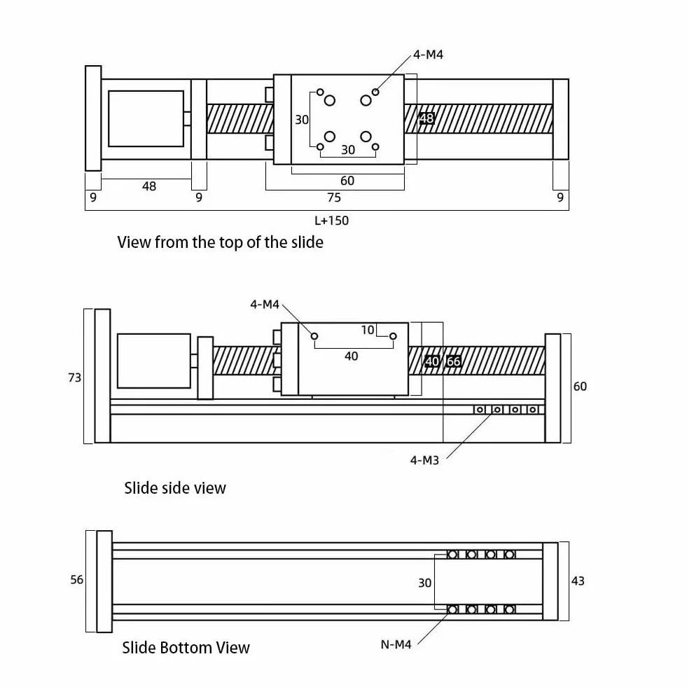 Módulo de eje guía lineal CNC SFU 1605 FLS precisión carrera 1000 mm movimiento riel