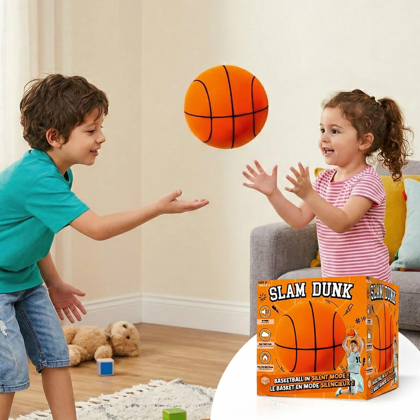 AirSlam® Balón de Baloncesto de Espuma Silencioso 24 cm para Niños Interior