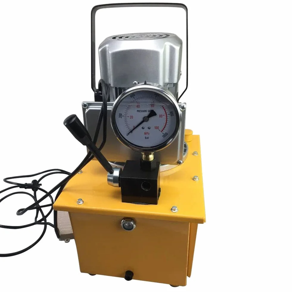 Bomba hidráulica eléctrica de 750 W, 700 bar, 220 V, unidad hidráulica dividida con manguera de aceite de 1,8 m, válvula manual