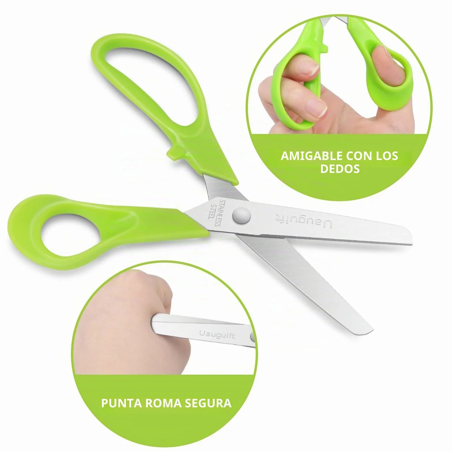 Tijeras para niños de acero inoxidable, punta roma, mango ergonómico, 5 pulgadas, paquete de 30