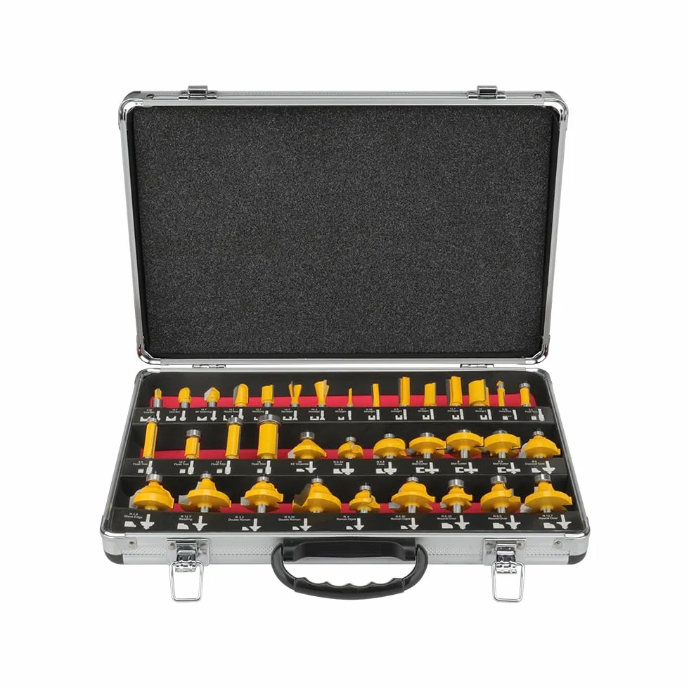 Hoteche Juego de fresas para fresadoras superiores de 35 piezas, vástago de 8 mm, juego de herramientas de carpintería, para fresadoras de madera en calidad industrial para duras y blandas
