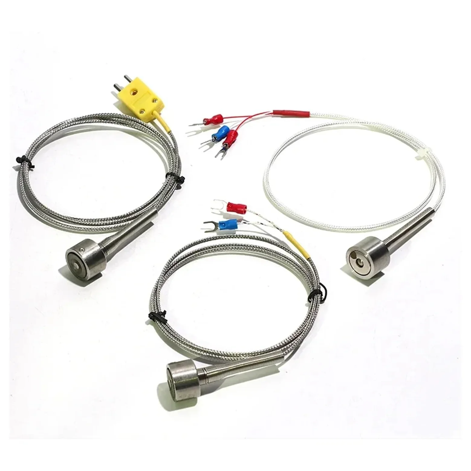 Enchufe de interfaz termopar adsorción magnética fuerte con cable blindado acero inoxidable 1 pieza(PT100 5m)