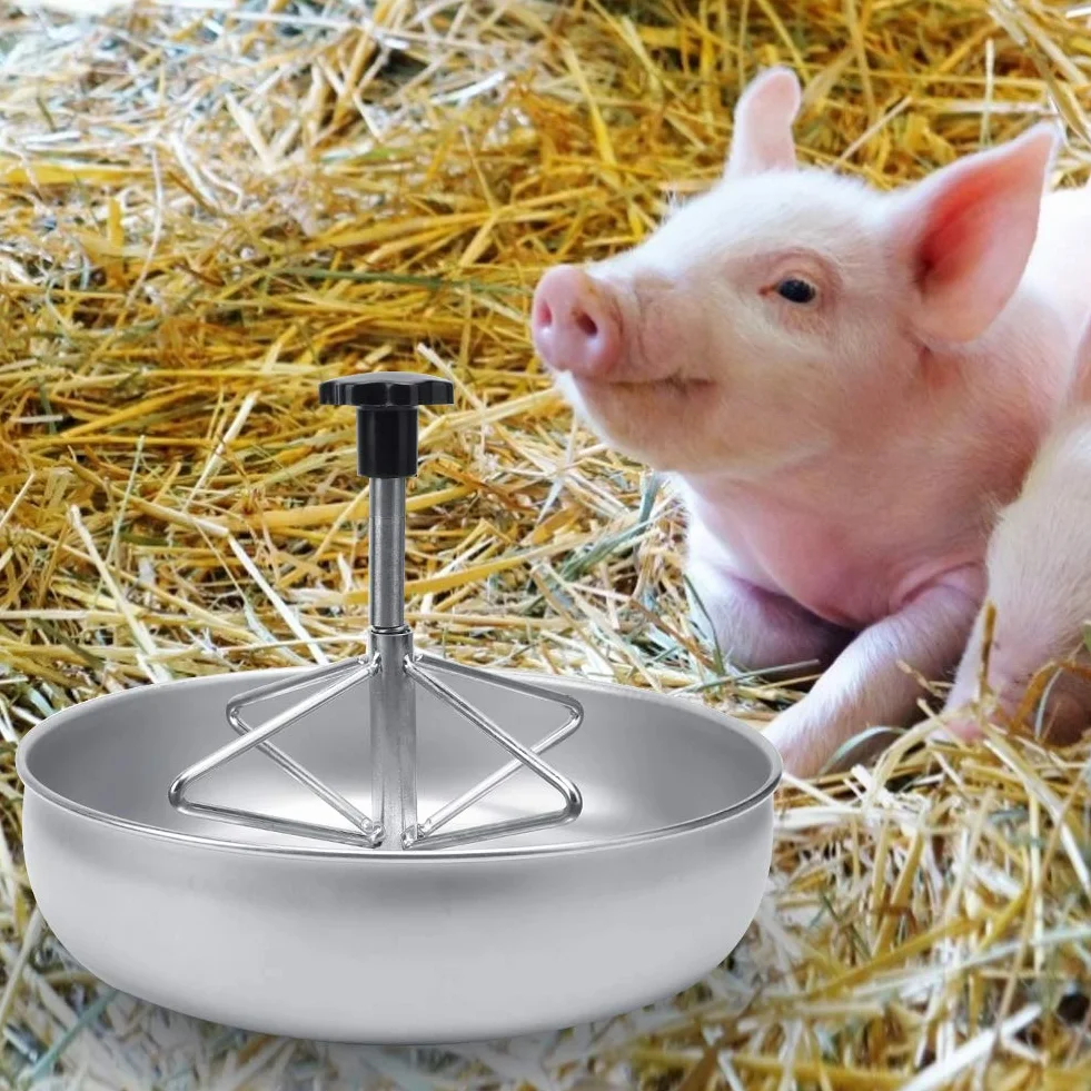 Comedero para cerdos, de acero inoxidable, con barra de surcos de plástico, para lechones, perros y gatos