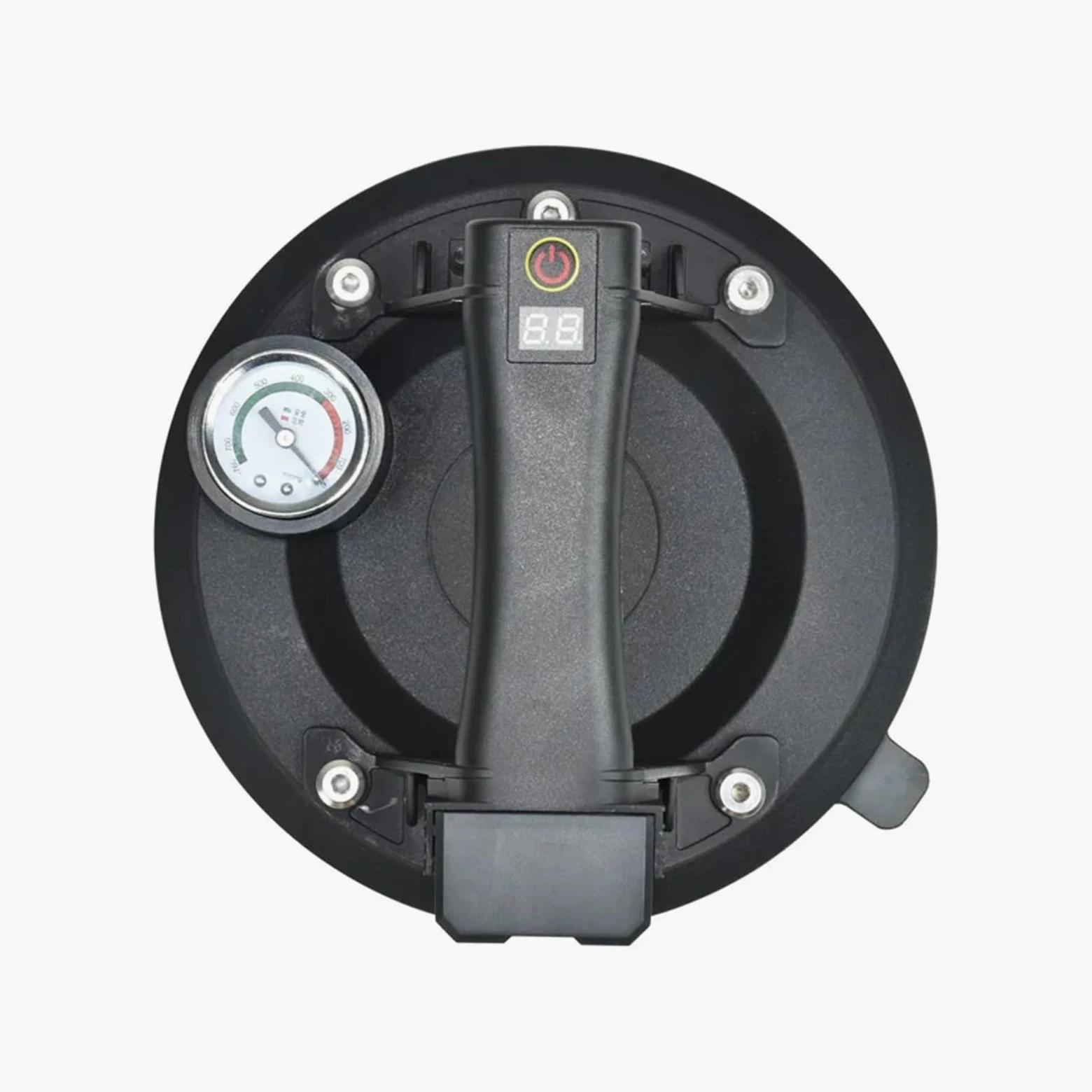 Ventosa de vidrio al vacío eléctrica de 8 pulgadas con reposición automática de aire y manómetro, chasis de goma de doble capa(Rot)
