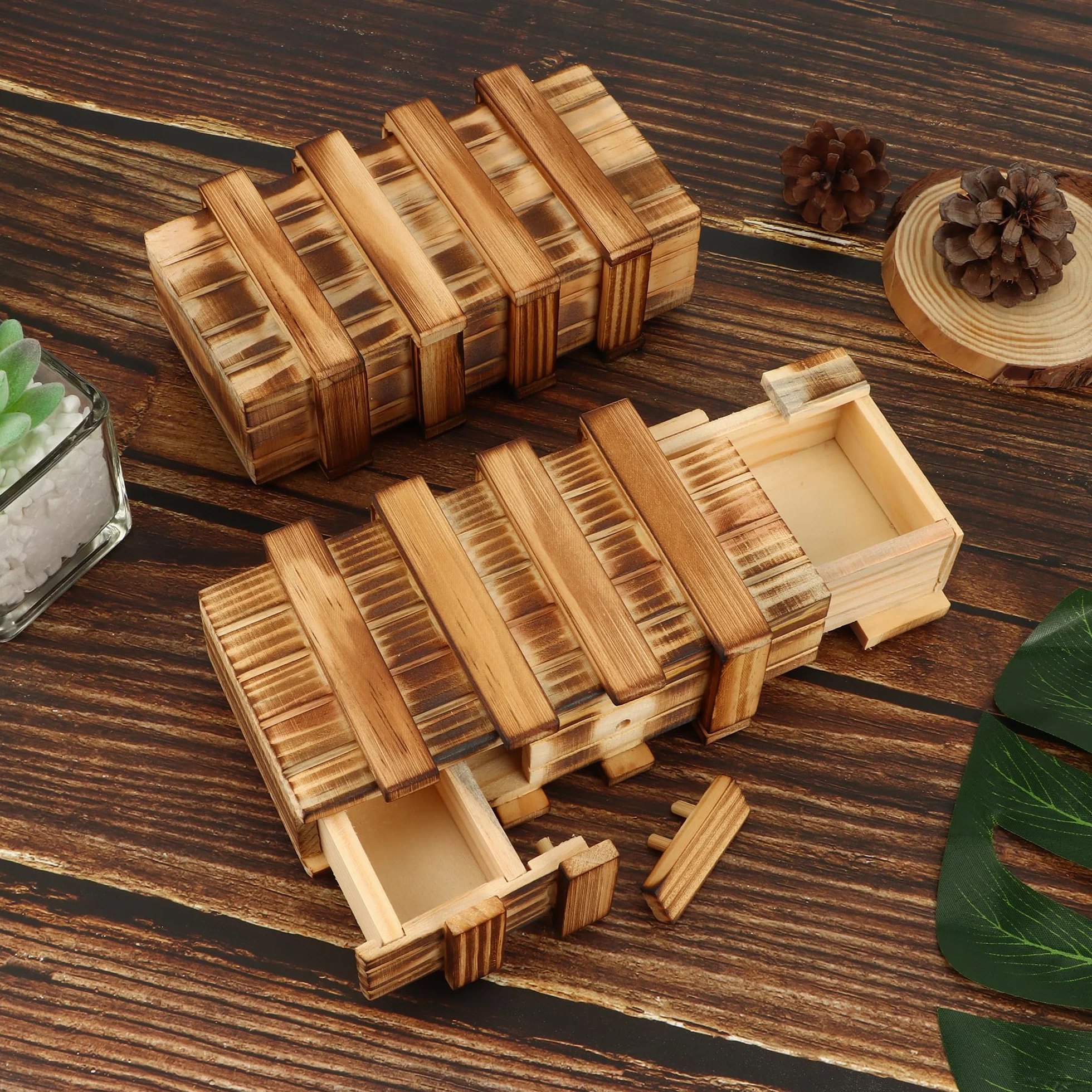 Caja de Regalo de Madera Mágica con 2 Compartimentos Secretos para Adultos Niños