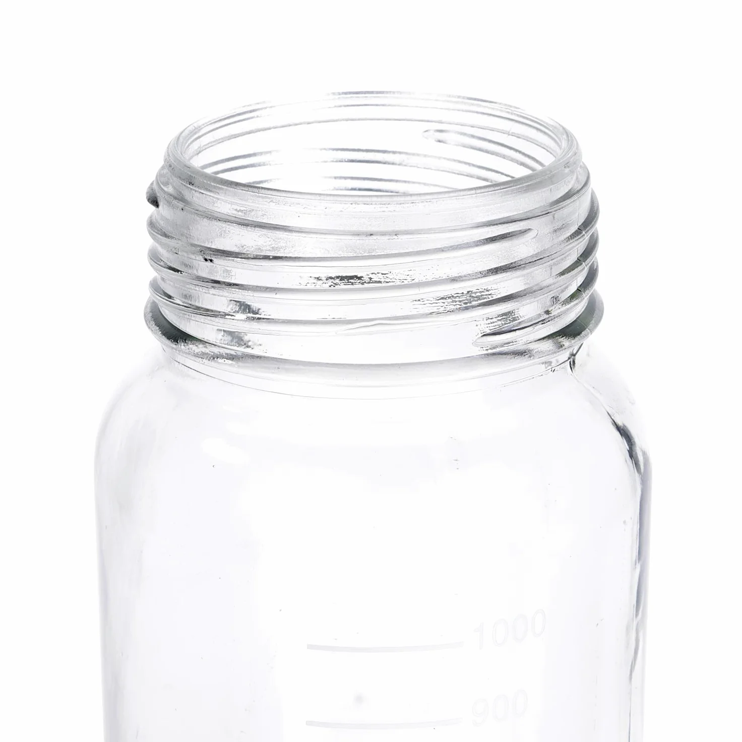 Pyrex - Paquete de 3 botellas de vidrio redondas graduadas de boca ancha de 1000 ml con tapón de rosca de polipropileno naranja GL80