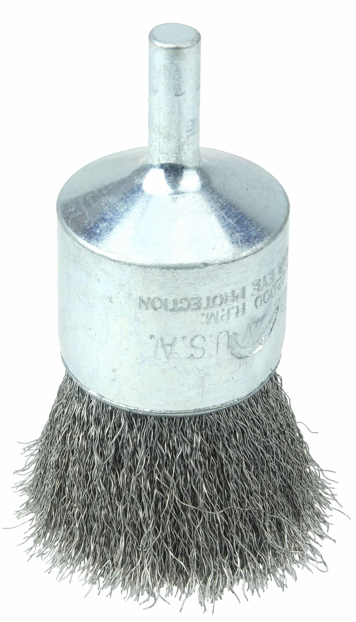 Weiler 36285 Wolverine Cepillo de extremo de alambre ondulado de 1 pulgada, relleno de acero inoxidable de 6 pulgadas, vástago de 1/4 pulgadas
