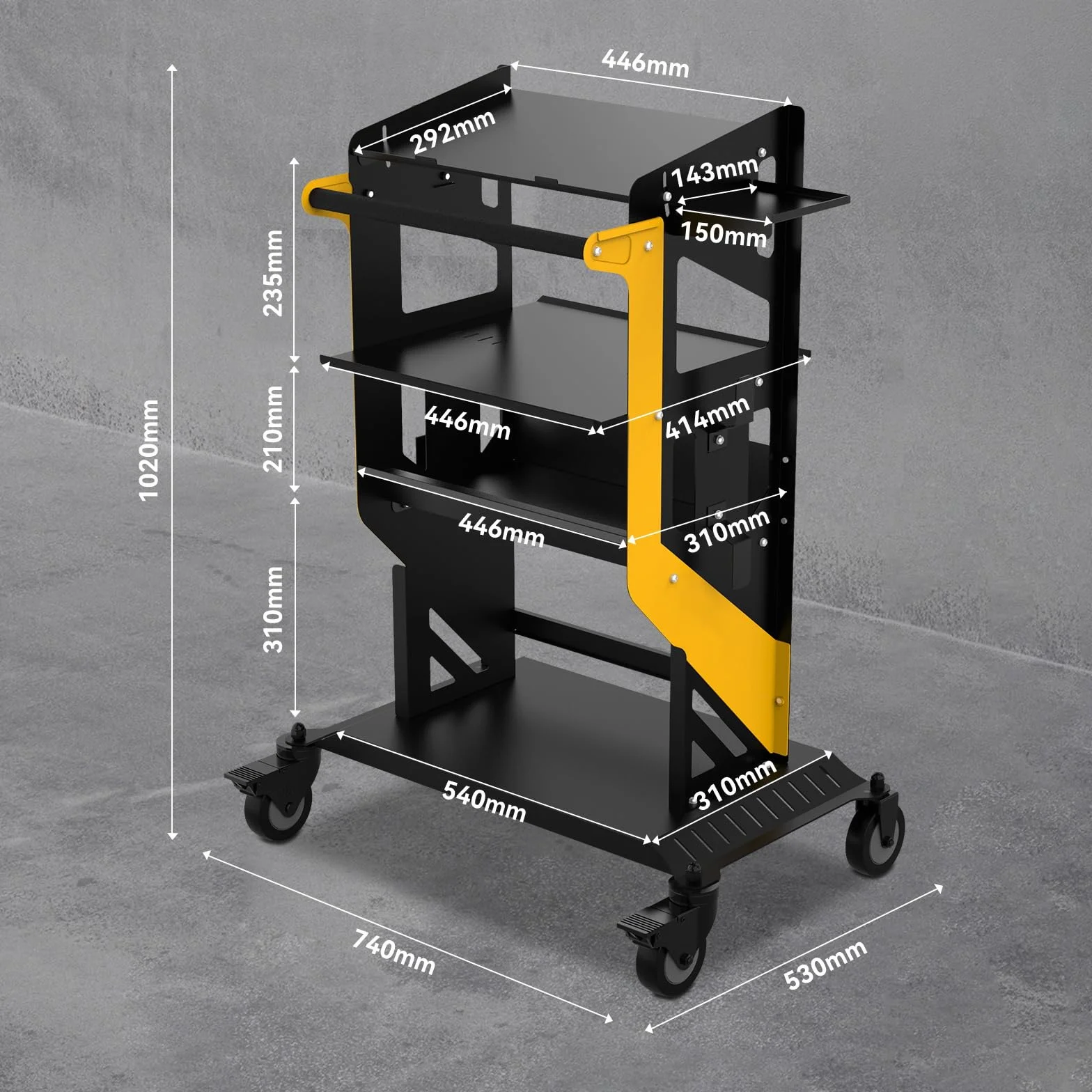 Carro de herramientas de servicio automotriz, carrito de herramientas portátil multiusos de 4 niveles con ruedas giratorias de 360° para mecánicos y herramientas de garaje