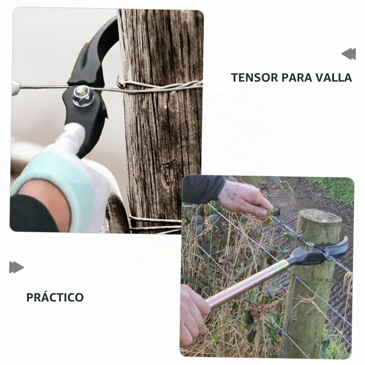 Herramienta para Tensar Vallas de Acero, Tensor de Alambre para Cercas de Púas y Portátil para Vallado de Jardín y Cercas Agrícolas