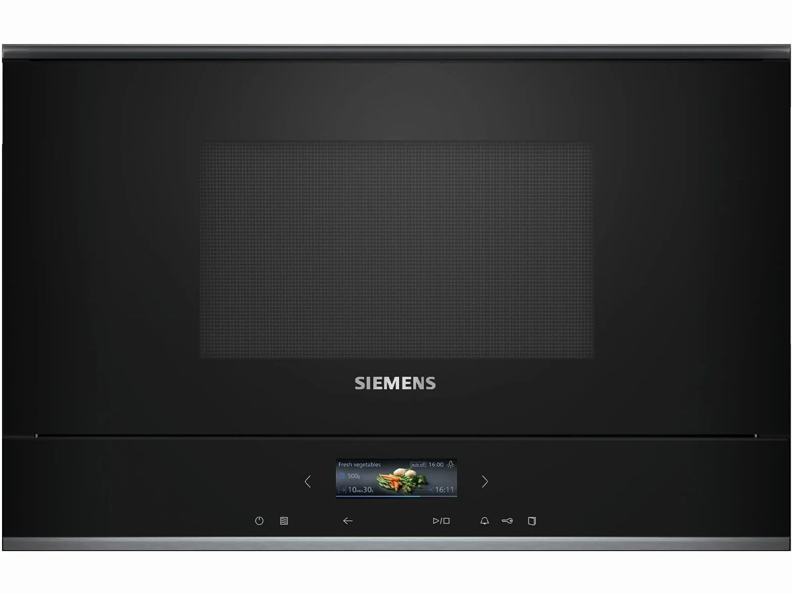Siemens BF722R1B1 iQ700 - Microondas empotrable, cookControl7 - Programas automáticos, humidClean Plus - Limpieza de interiores, cookControl Plus - para buenos resultados, pantalla táctil TFT, color