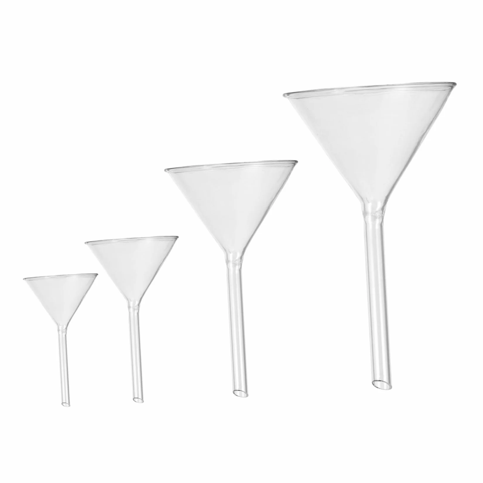 4 Piezas Embudo Cristalería y Material De Laboratorio Botella De Agua Colador De Mano Herramientas Del Hogar Mini Multi Herramientas Sin Mango Vidrio Tubo Corto 100 Mm