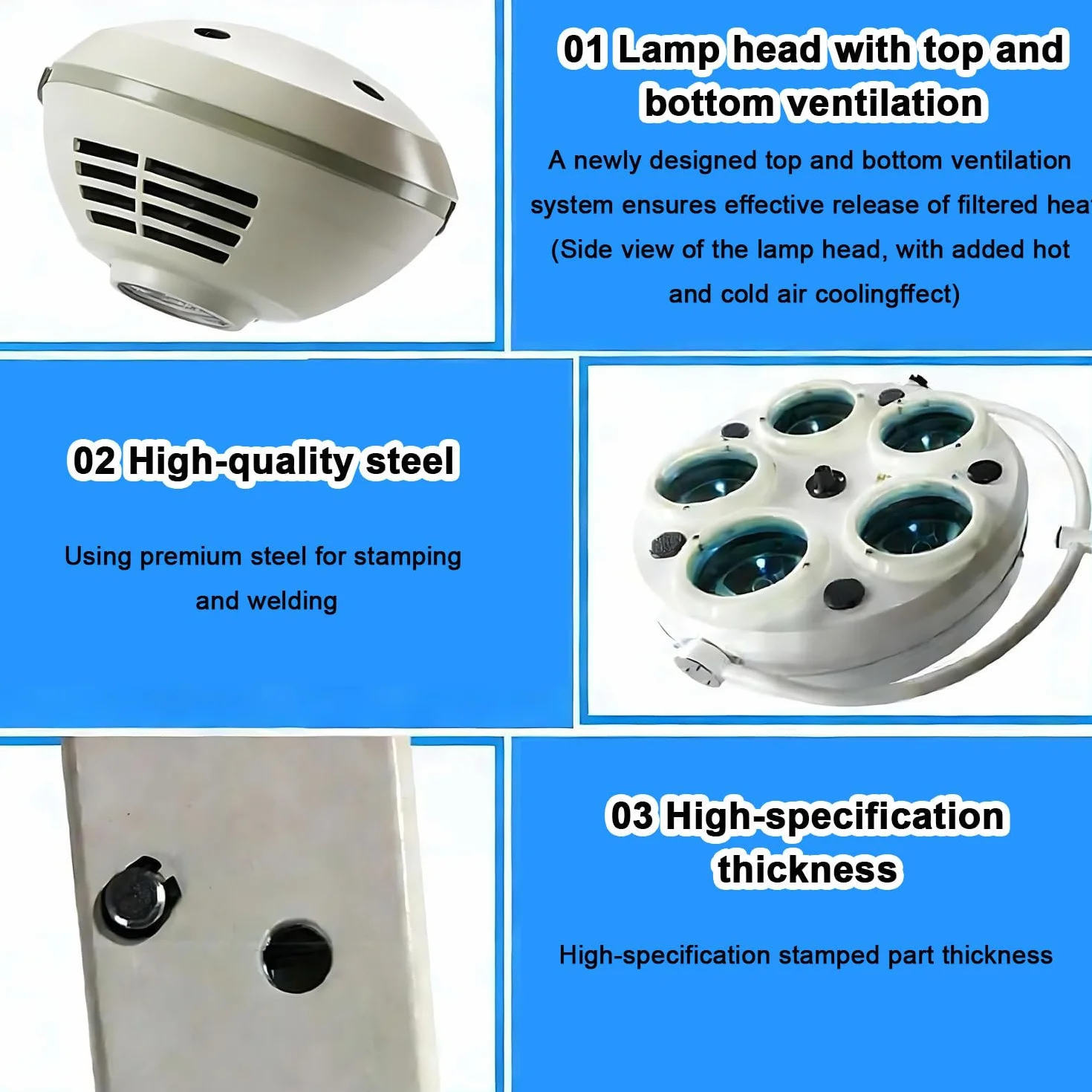 Lámpara LED de techo para exámenes médicos quirúrgicos de 25 W, sin sombras, rotación de 360 ​​grados, temperatura de color ajustable, para cirugía dental, otorrinolaringológica y veterinaria.