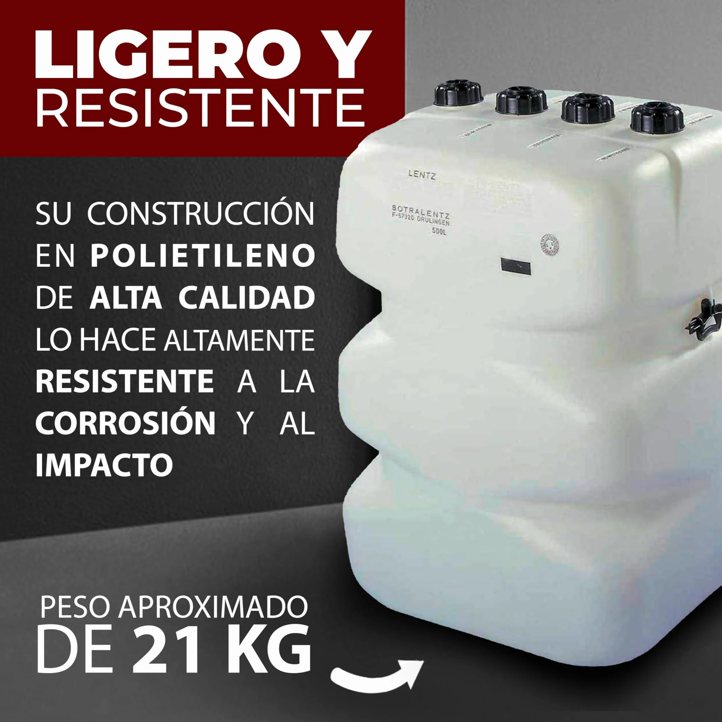 depósito de gasóleo de 500 litros - tanque de gasóleo homologado, polietileno de alta densidad, resistente a la corrosión,apto para uso industrial y doméstico