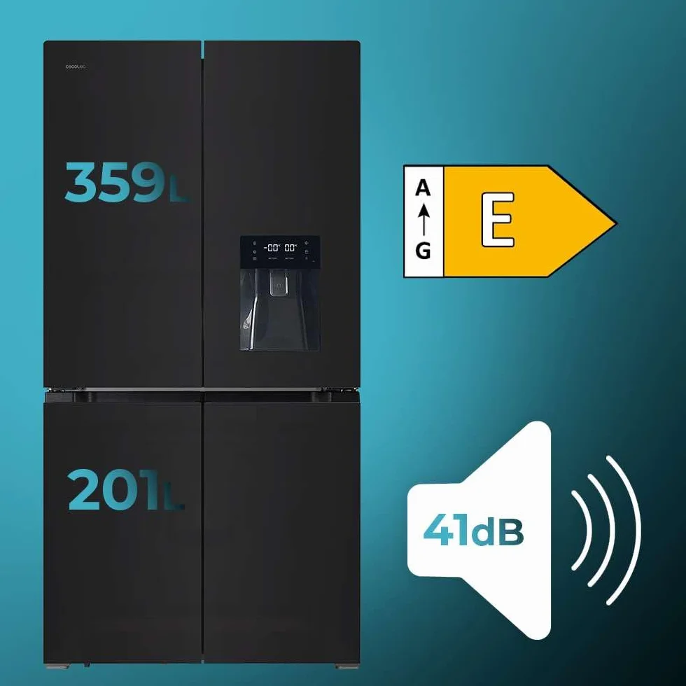 Cecotec Bolero CoolMarket 4D 564 Glass E Frigorífico Americano 4 Puertas 563 L NoFrost Inverter