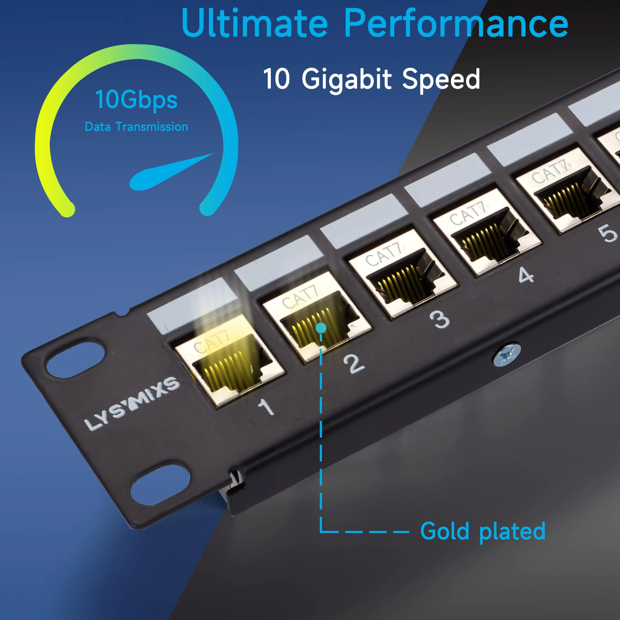 Panel de conexión RJ45 de 24 puertos Cat7 STP, panel de conexión de red de acoplador de 19 pulgadas, panel de conexión Ethernet Keystone en línea con barra trasera