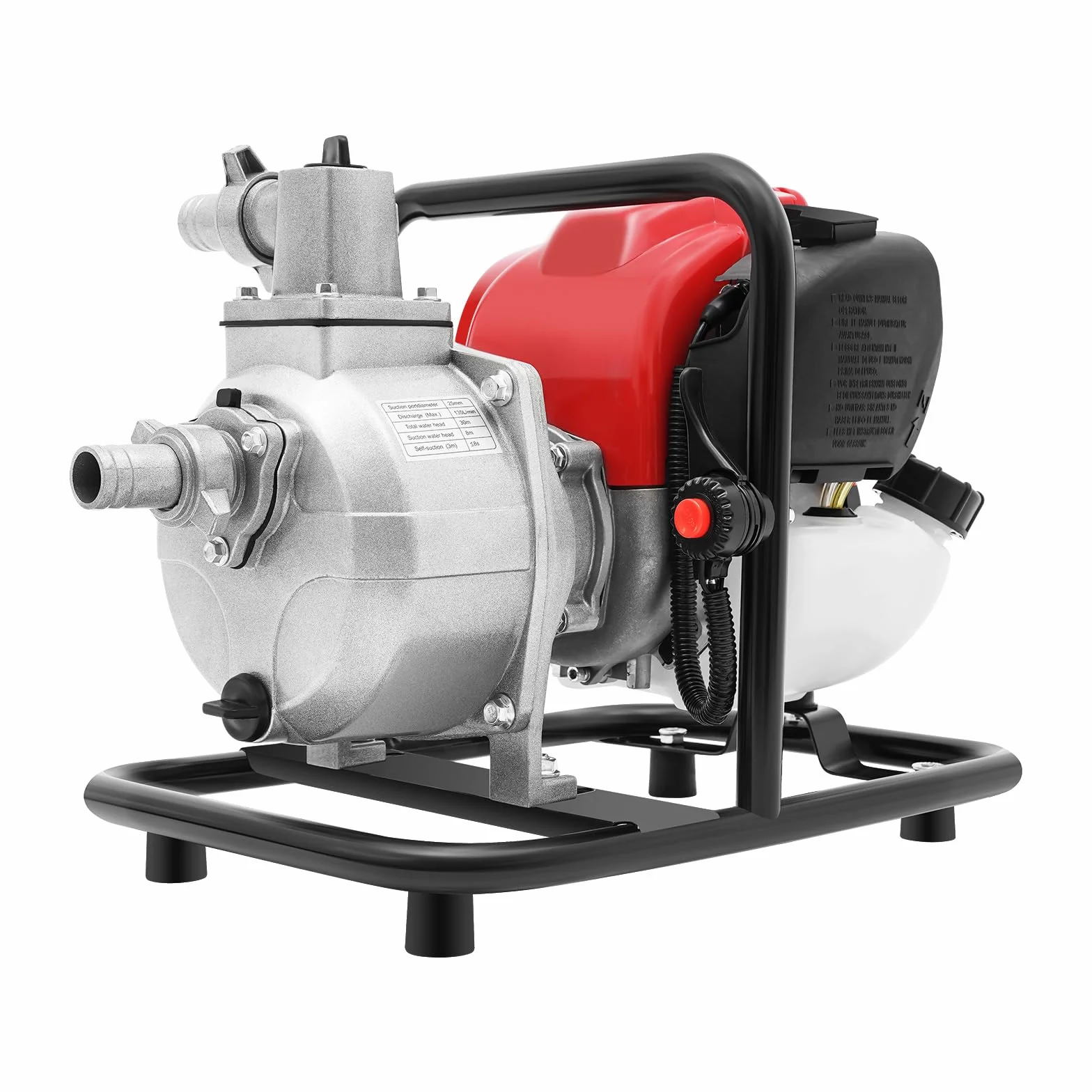 Bomba de agua de gasolina, 4 tiempos, 38 cm³ con caudal de 8000 l/h, potente bomba de extracción de agua para jardín, riego y drenaje